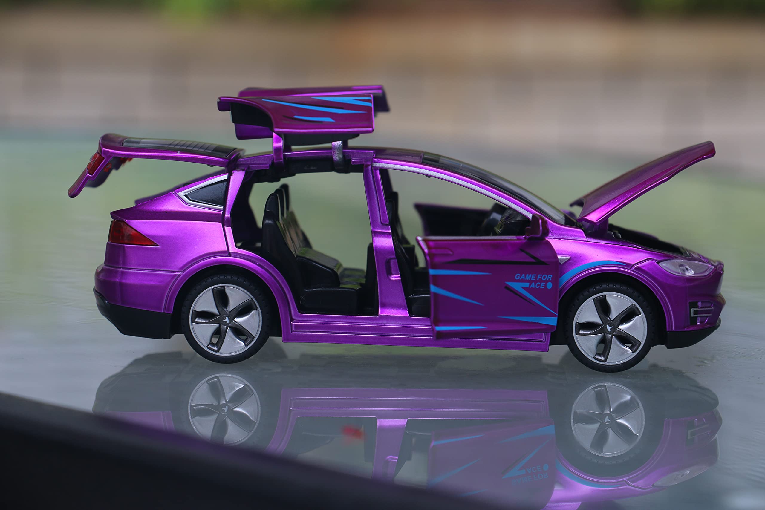1:32 Scale Model X Alloy Diecast Pull Back Toy Car with Lights & Sound - Mini Collectible Vehicle for Kids, Car Enthusiasts & Gift Giving (Dazzling Purple) - Perfect for Playtime, Display Collections & Birthday Presents