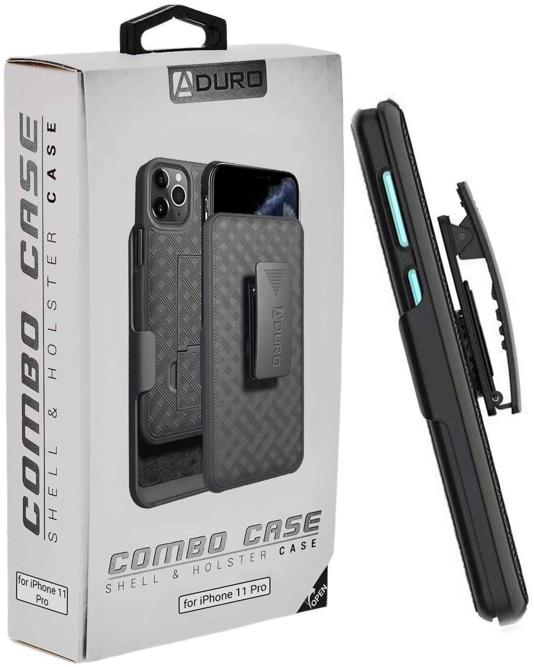 Aduro Slim Shell Combo Case & Swivel Belt Clip Holster for iPhone 11 Pro - Built-in Kickstand | Protective Cover for Apple iPhone 11 Pro | Perfect for Work, Travel & Outdoor Activities