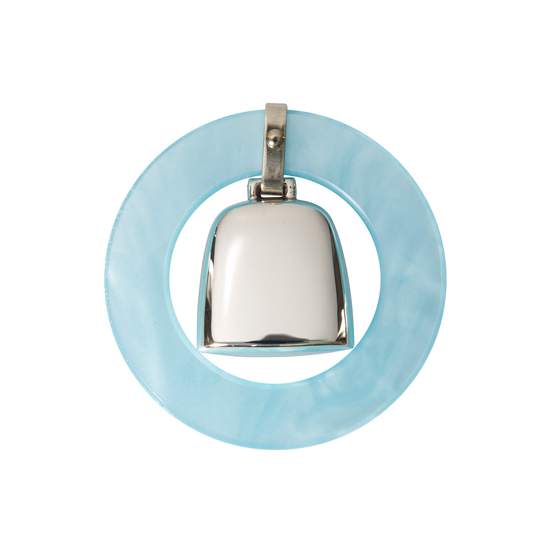 Blue Teething Ring for Babies - Soothing Silver Baby Rattle Toy | Perfect for Teething Relief & Sensory Play