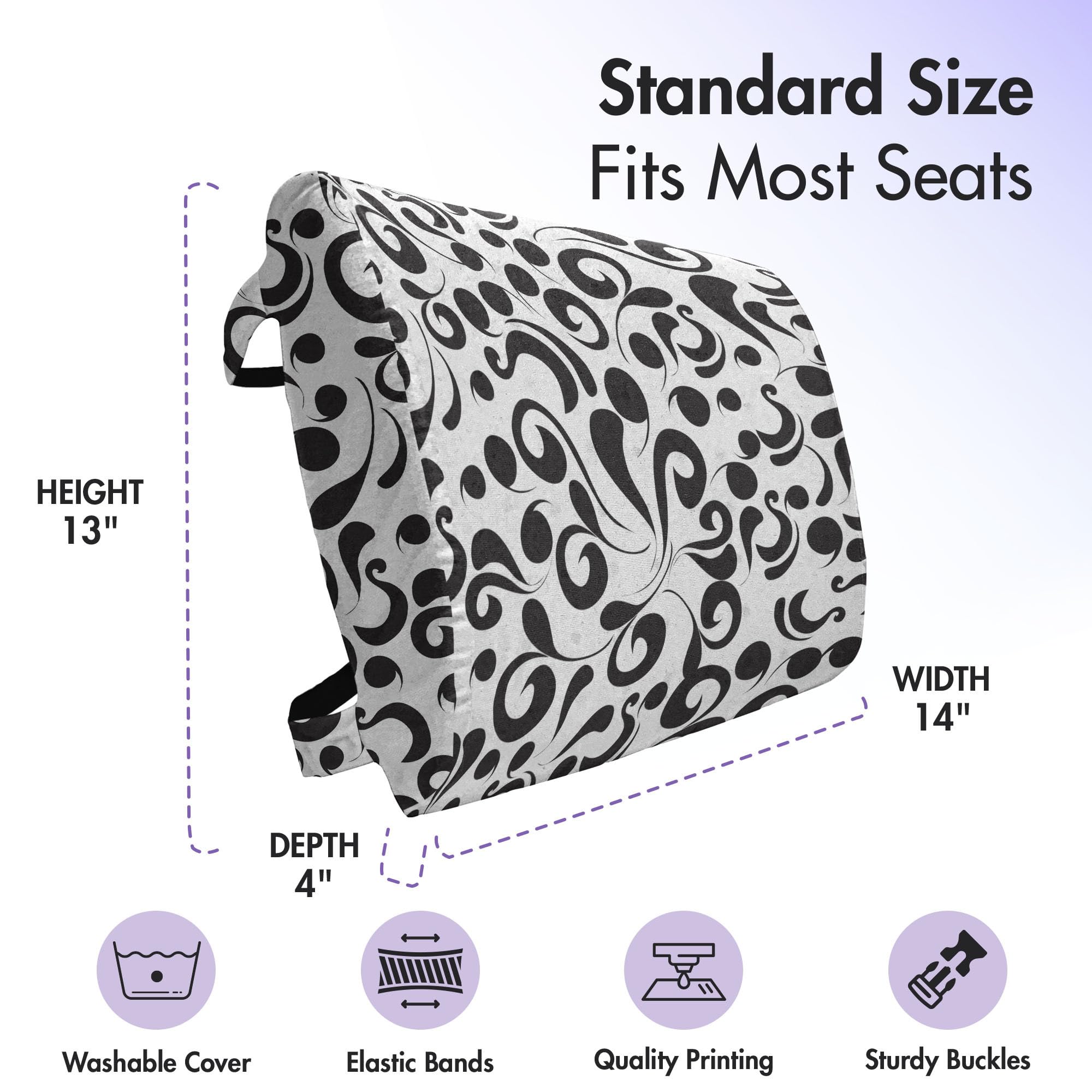 Ambesonne Black and White Lumbar Support Pillow - High Density Foam for Office Chair & Car Seat - 14