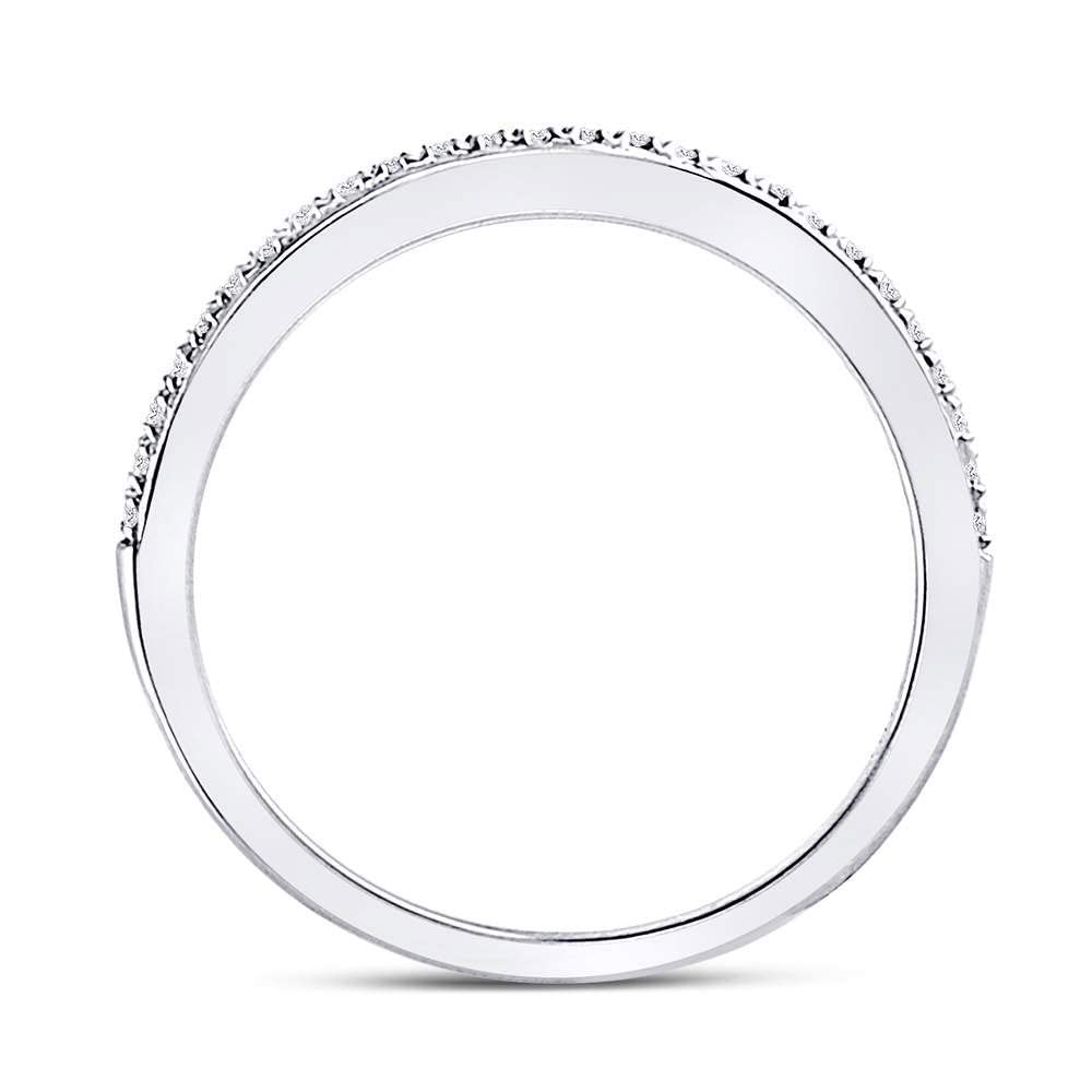 10K White Gold Women's Round Diamond Single Row Stackable Band Ring - 1/8 CTTW - Perfect for Wedding, Anniversary, Engagement & Everyday Elegant Jewelry