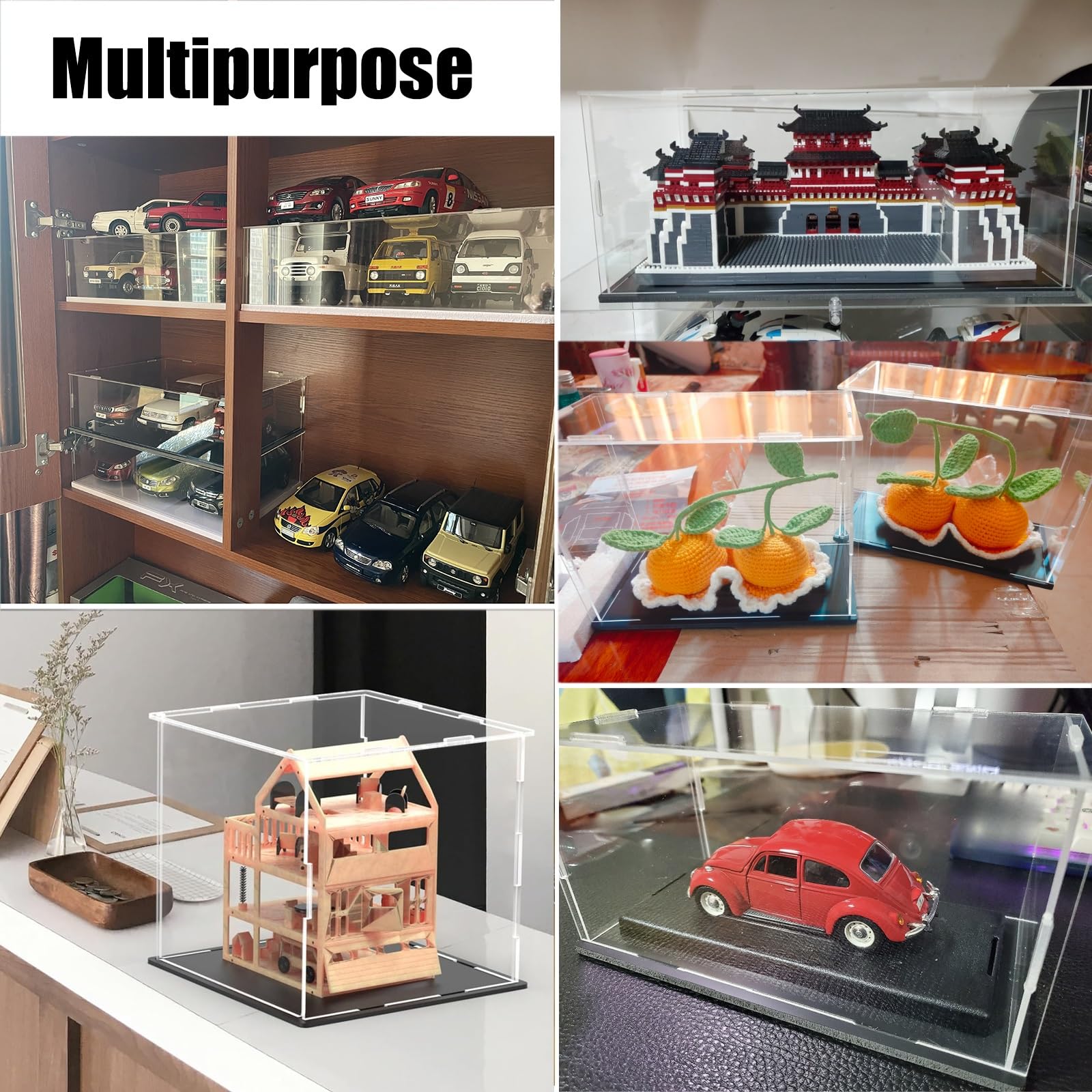 7.8in Miniature Display Case - Clear Dust-Proof Protective Cover for Collectibles, LEGO Blocks, Model Cars, Action Figures & Trophies (25x20x20cm) - Perfect for Showcasing Handmade Crafts, Birthday Gifts & Award Statues