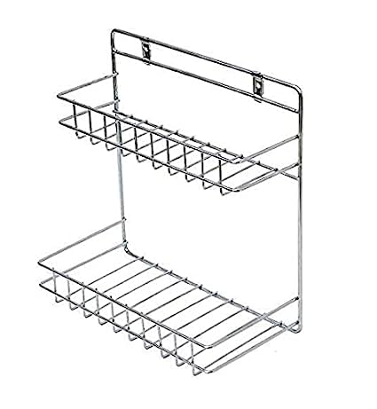 Stainless Steel Chrome Bathroom Detergent Holder & Multipurpose Rack - Wall or Cabinet Mount Organizer for Kitchen & Bathroom Accessories (Silver) | Perfect for Soap, Sponges & Cleaning Supplies Storage
