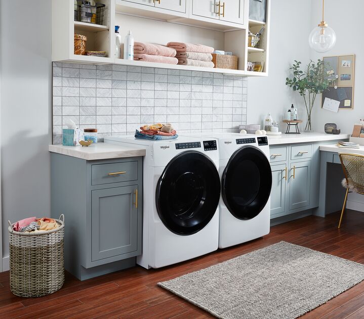 Whirlpool WFW5605MW 5.2 cu.ft White Front Load Washing Machine with Quick Wash Cycle - Perfect for Laundry Rooms, Apartments & Energy-Efficient Homes
