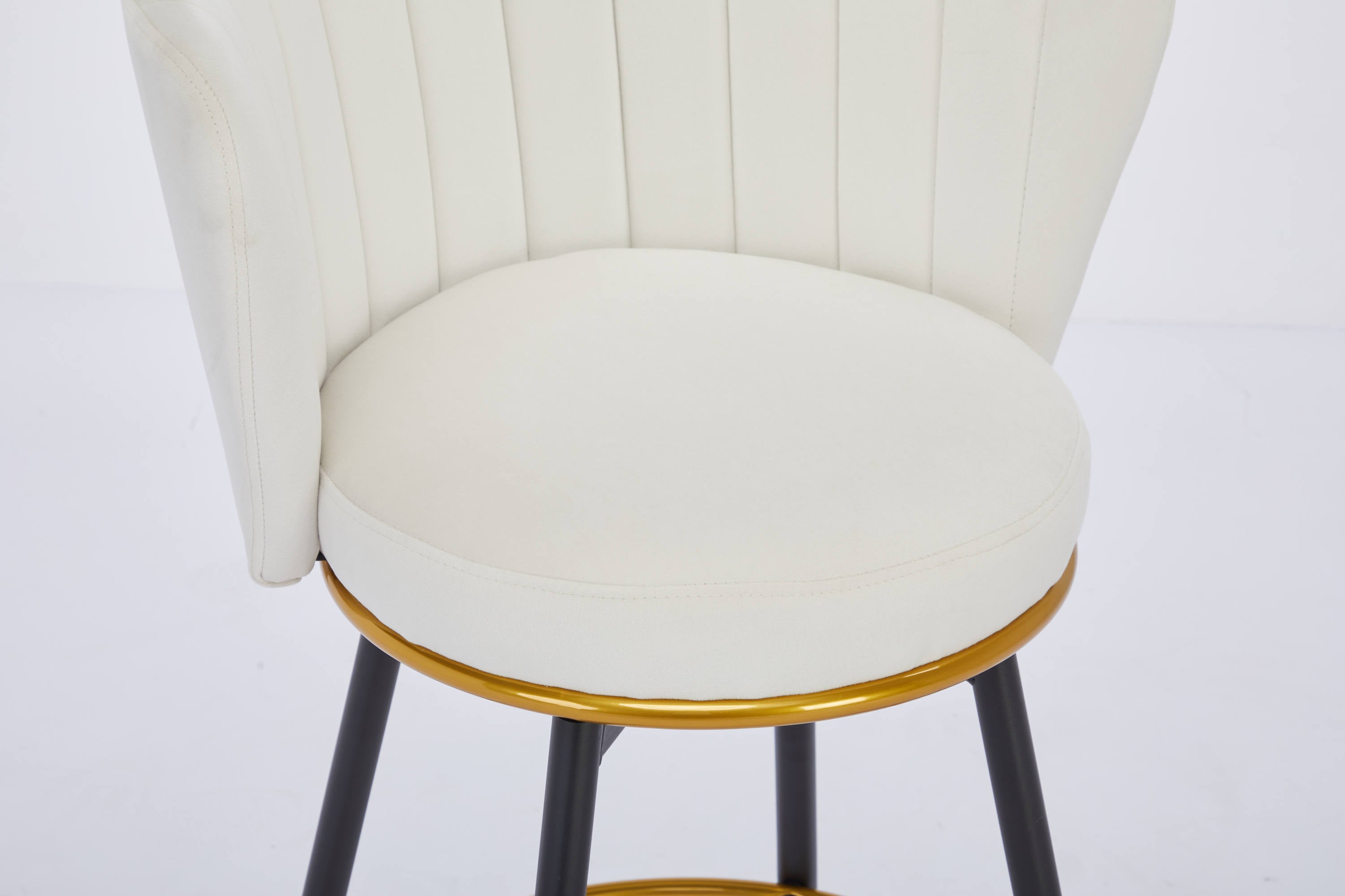 Set of 2 Counter Height Bar Stools - 360° Swivel Upholstered Barstools with Back Support & Sturdy Metal Legs, 26 Inch Seat Height, Soft Velvet Fabric, Gold Footrest - Perfect for Kitchen Islands, Breakfast Bars & Home Bars