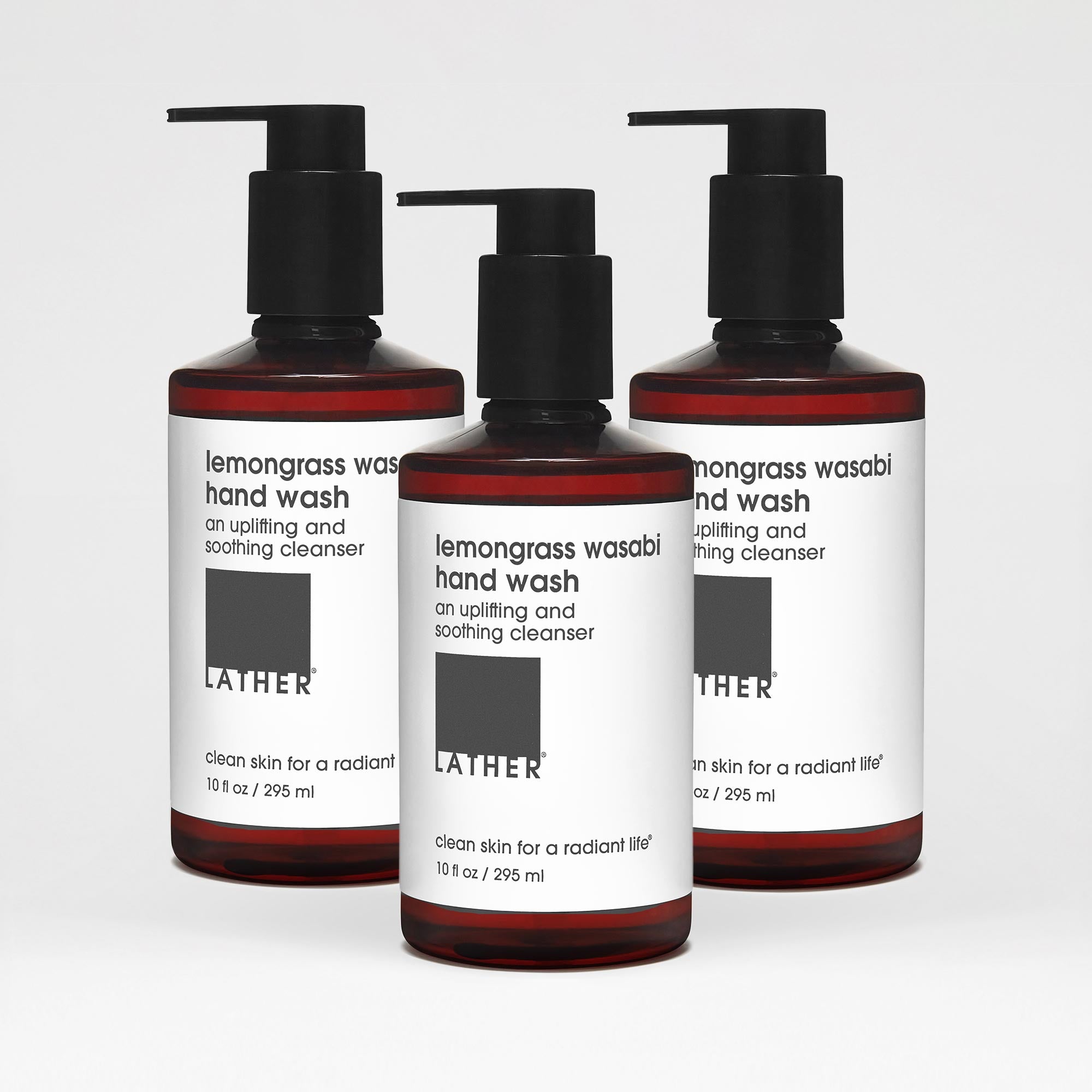 Refreshing Lemongrass & Wasabi Scented Hand Soap Trio Set - Natural Antibacterial Hand Wash for Kitchen, Bathroom & Office Use