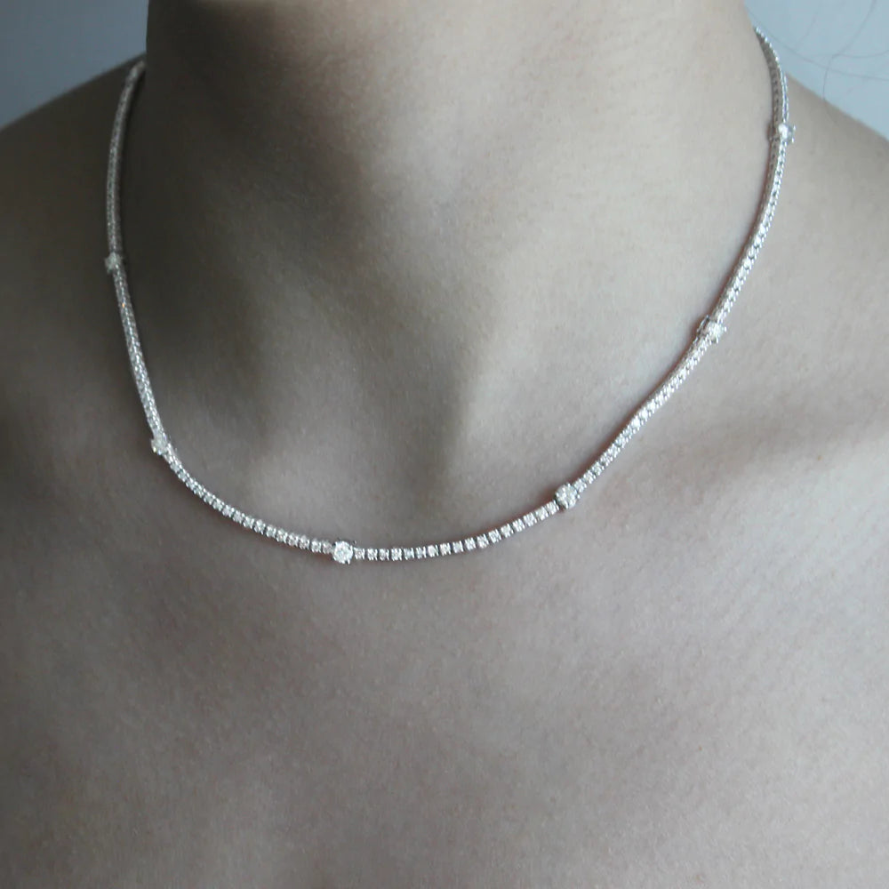 14K Solid Gold Diamond Tennis Necklace - 5.50ct Total Weight (2pt & 18pt Diamonds) | Ready to Ship Luxury Jewelry for Women, Perfect for Weddings, Anniversaries & Special Occasions