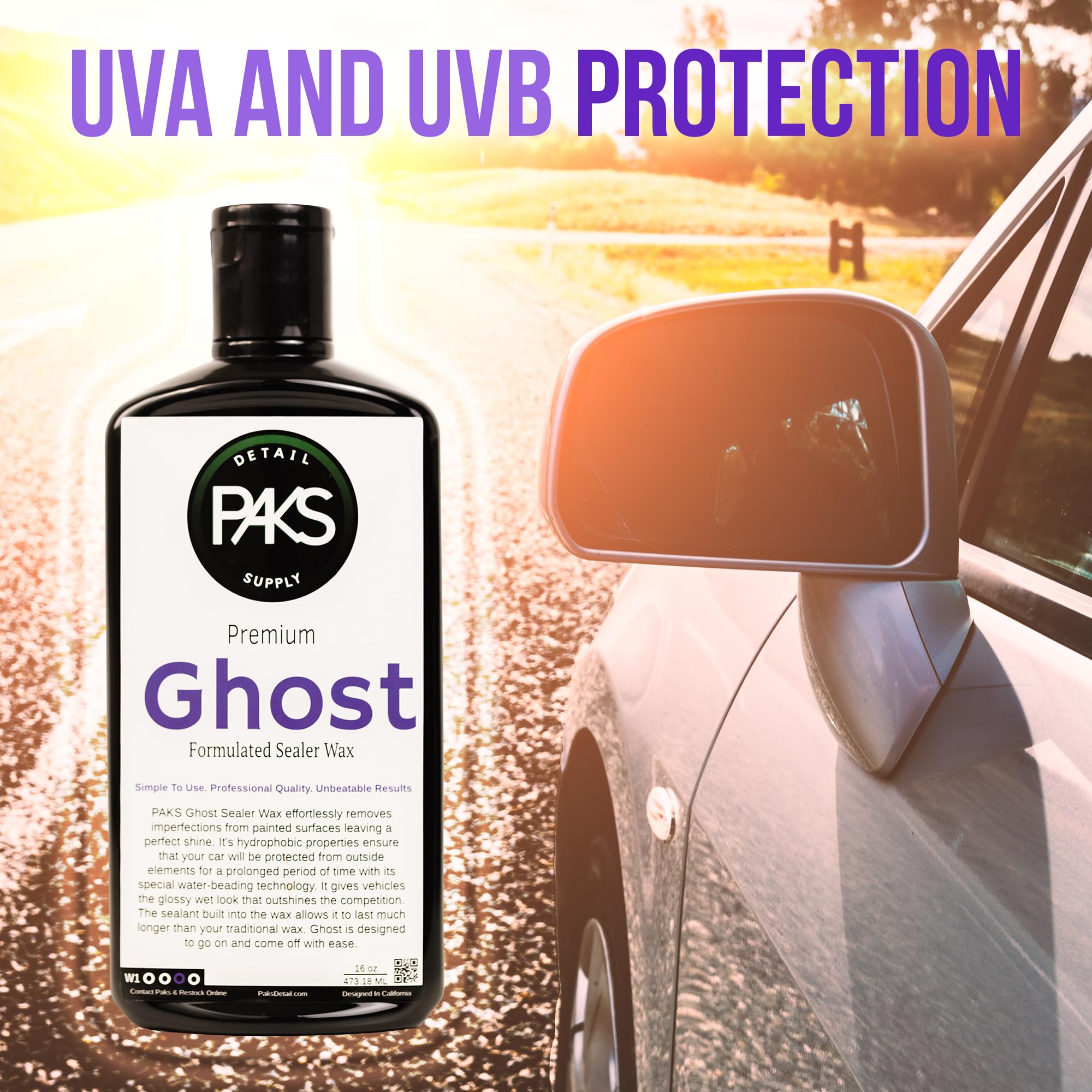 Paks Professional Grade Ghost Synthetic Sealant Auto Wax - 16oz Long Lasting UV Protection Car Paint Sealant & Finnish Enhancer | Perfect for Car Detailing, Showroom Shine & Vehicle Protection
