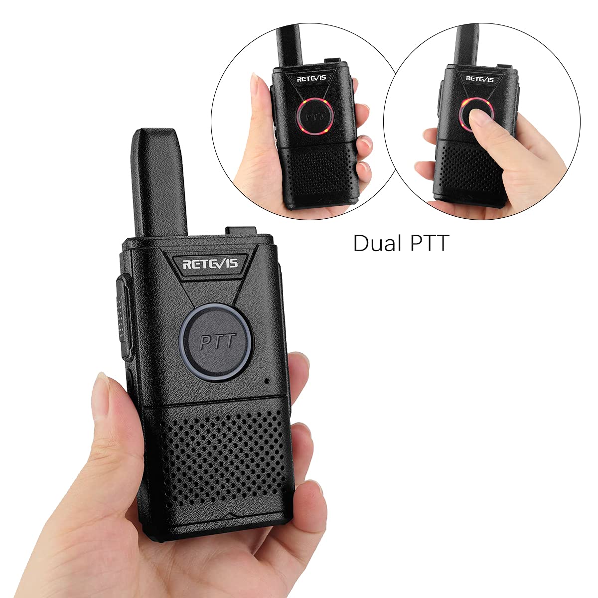 Retevis RT18 20-Pack Rechargeable Long Range Two-Way Radios with Dual PTT, LED Display & VOX Hands-Free - Compact Walkie Talkies for Business, School, Healthcare Teams (Commercial Use, Construction Sites, Event Coordination, Emergency Communication)