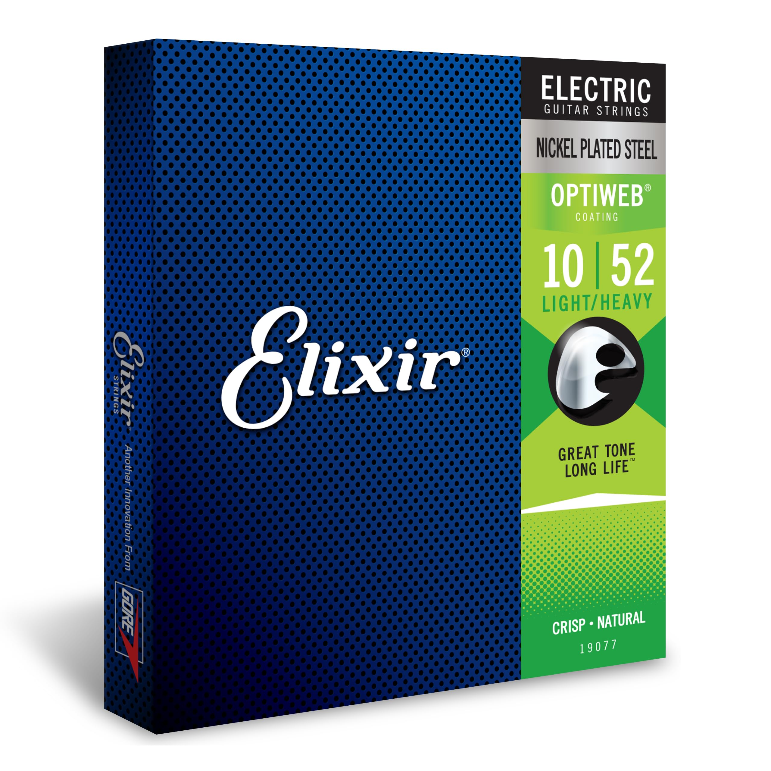 Elixir Electric Guitar Strings 10-52 Light/Heavy Gauge - Nickel Plated Steel with OPTIWEB Coating for Long-Lasting Crisp Tone & Comfortable Playability | Perfect for Rock, Blues & Studio Recording