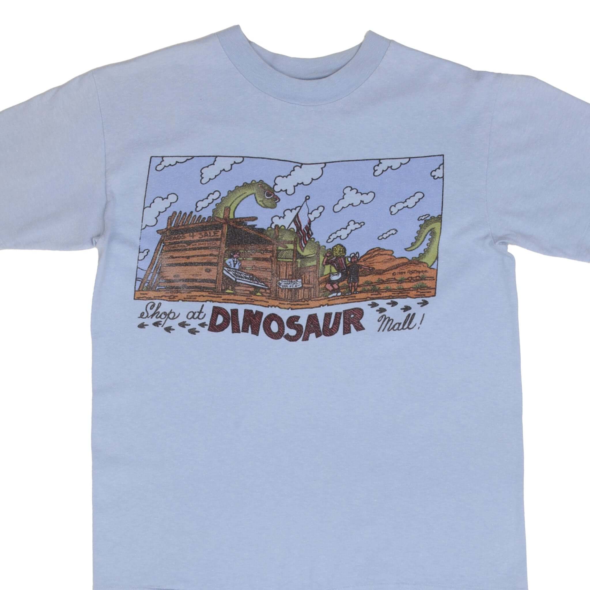 Vintage Dinosaur Mall 1984 Graphic Tee Shirt - Small Size - Made in USA - Retro Style T-Shirt for Casual Wear & Street Fashion