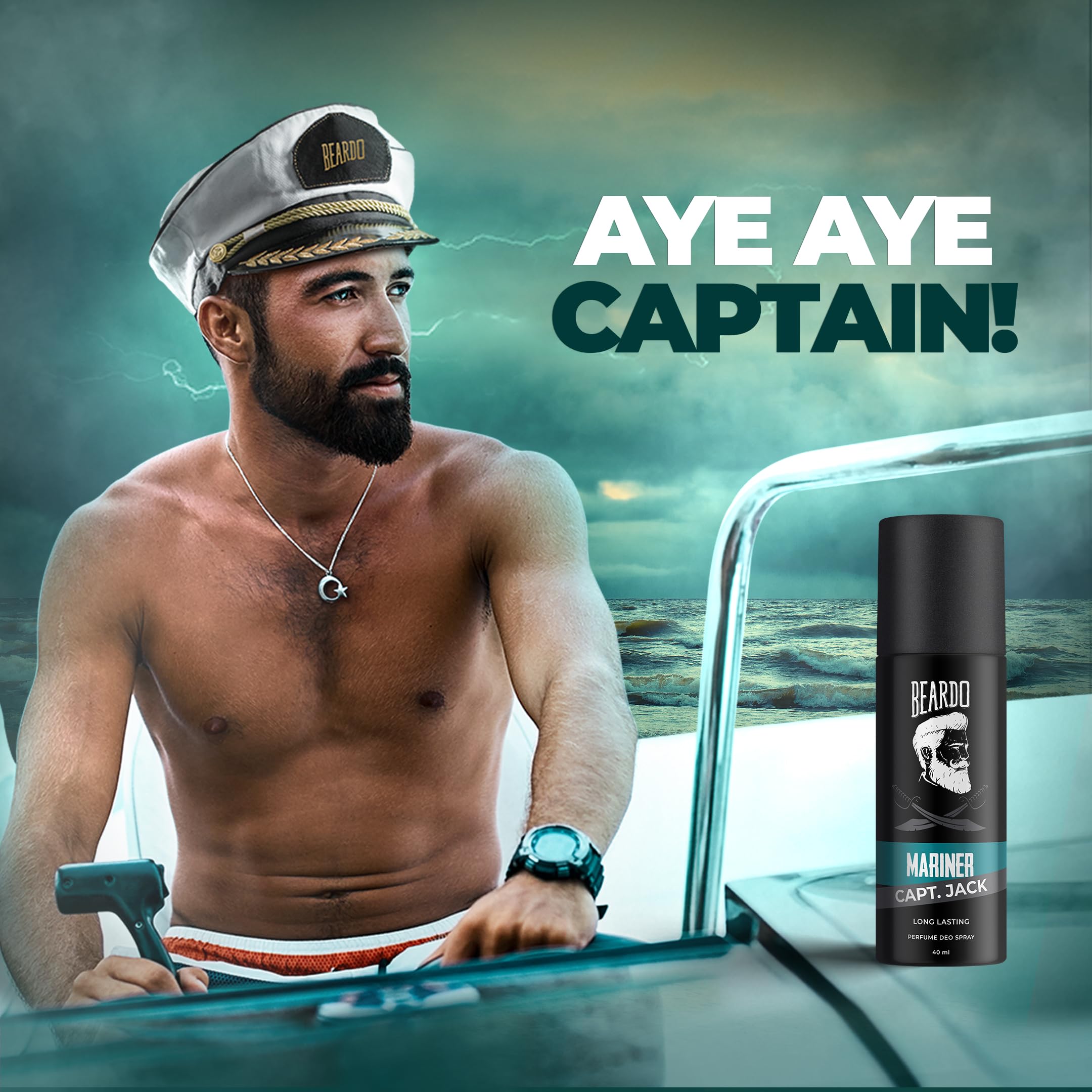 Beardo Darkside 150ml & Mariner Captain Jack 40ml Men's Cologne Gift Set - Long Lasting Deodorant Spray with Fresh Aquatic Scent - Perfect for Daily Use, Office, Date Night & Special Occasions - Ideal Christmas Gift for Him, Boyfriend or Husband