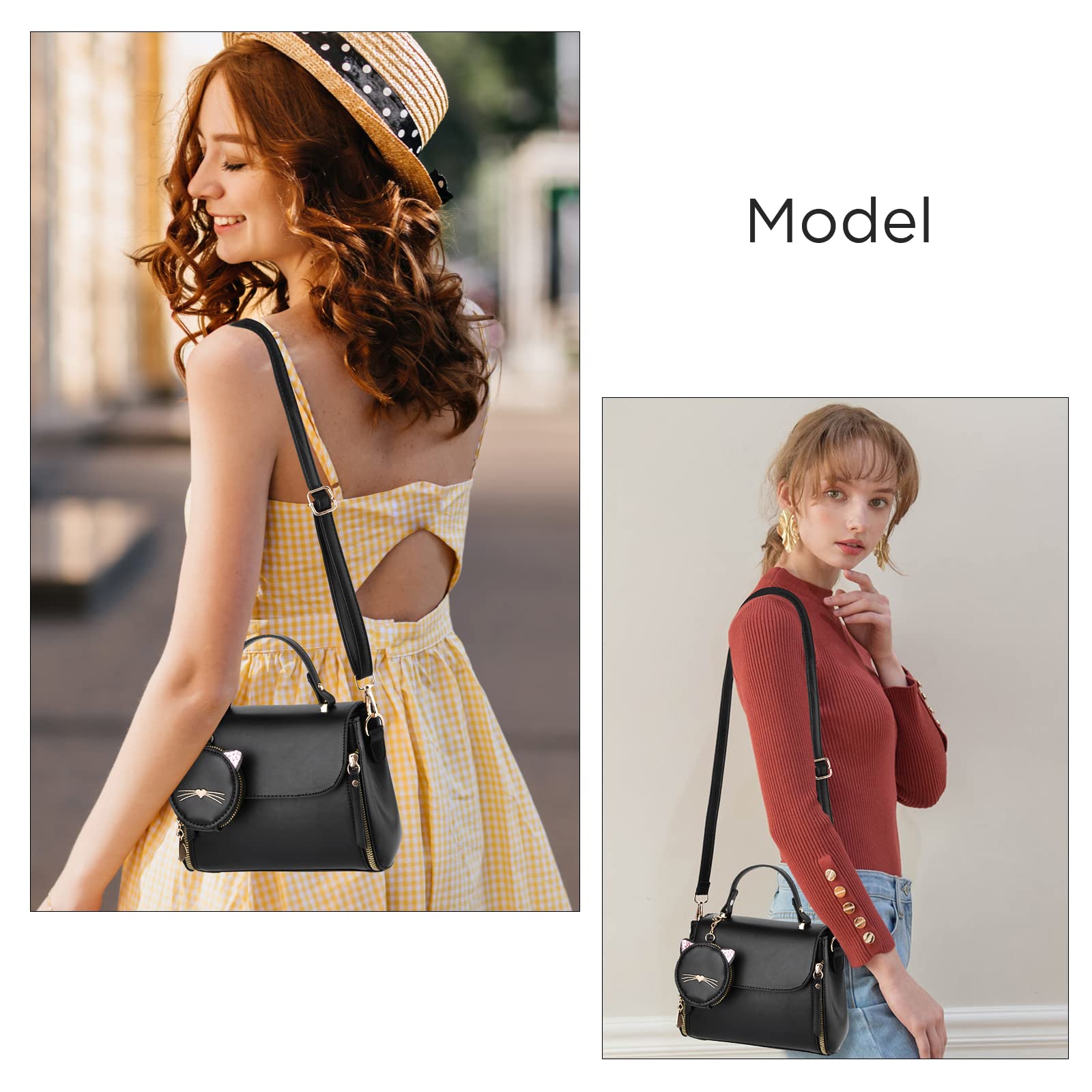 IHAYNER Women's Fashion Top Handle Handbag & Small Crossbody Shoulder Purse with Kitty Design - Perfect for Work, Travel, and Everyday Use