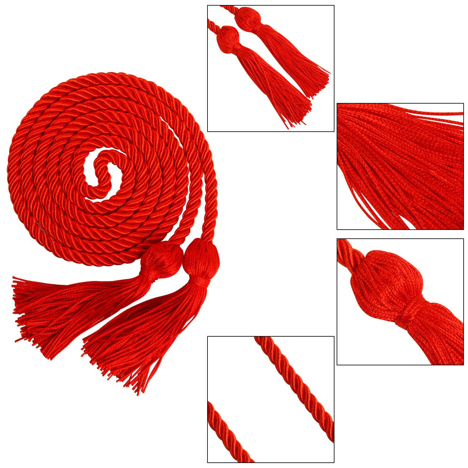 Graduation Honor Cord with Tassel - Red Academic Achievement Sash for High School & College Ceremonies, Commencement Accessories