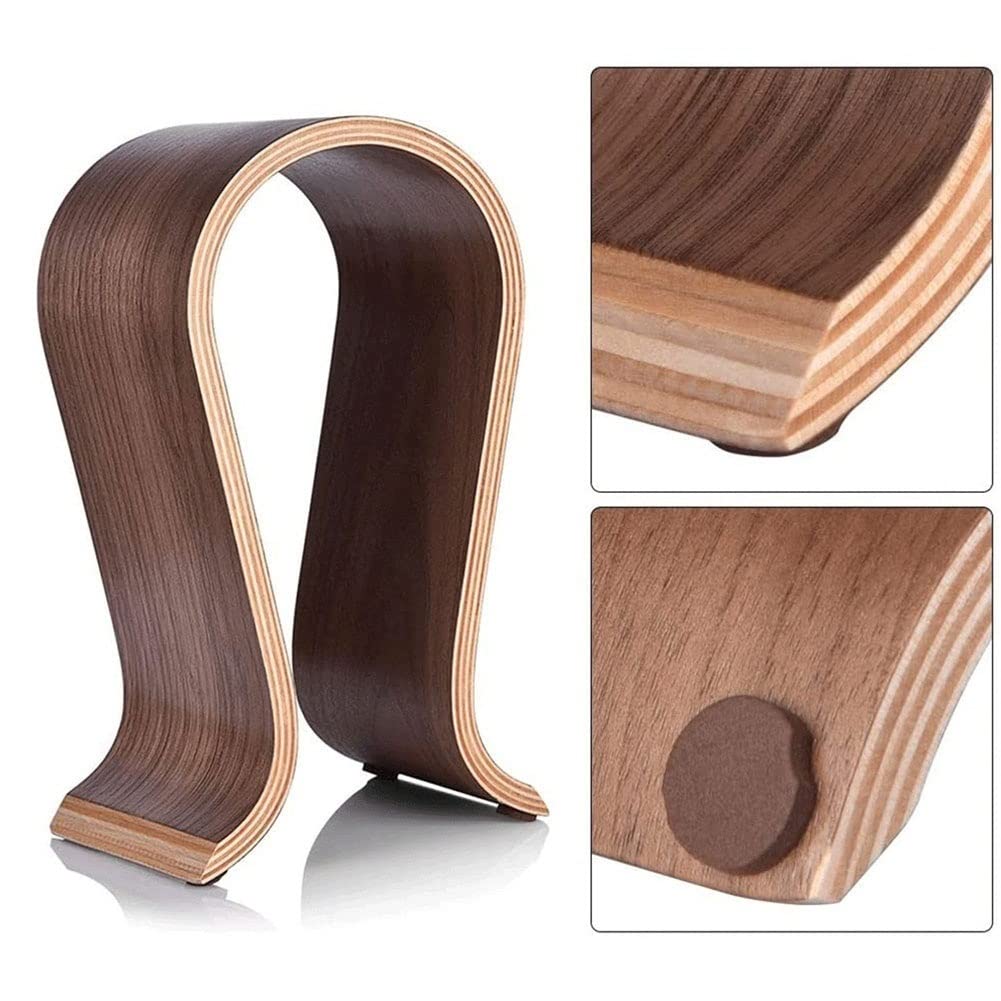 Premium Walnut Wood Gaming Headset Stand - Ergonomic Headphone Holder & Desk Organizer for Gamers, Streamers & Office Use - Perfect for Displaying Headsets, Reducing Clutter & Enhancing Workspace Aesthetics