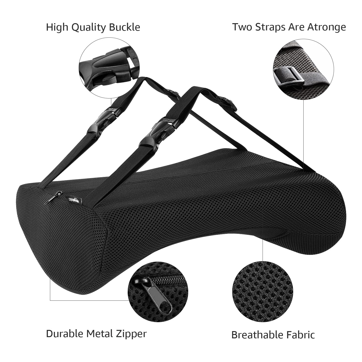 Amazon Basics Comfortable Seat Cushion & Lumbar Support for Office Chairs - Gel Enhanced Memory Foam Cushion Set of 2, Black Rectangular - Perfect for Office, Gaming, Car & Home Use