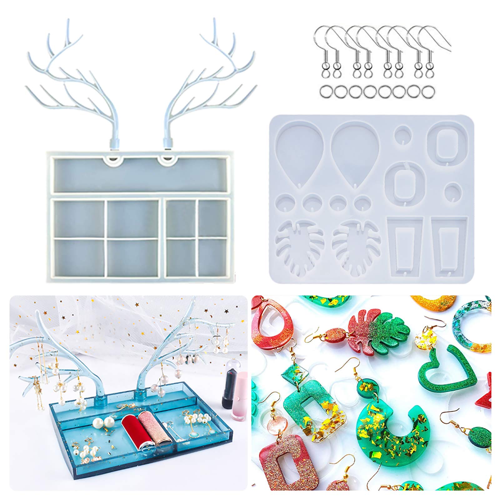 Deer Horn Resin Molds for DIY Epoxy Crafts - 9-Slot Lipstick Organizer, Jewelry Display Tray & Storage Box - Perfect for Handmade Cosmetics, Resin Jewelry Making & Craft Organizers