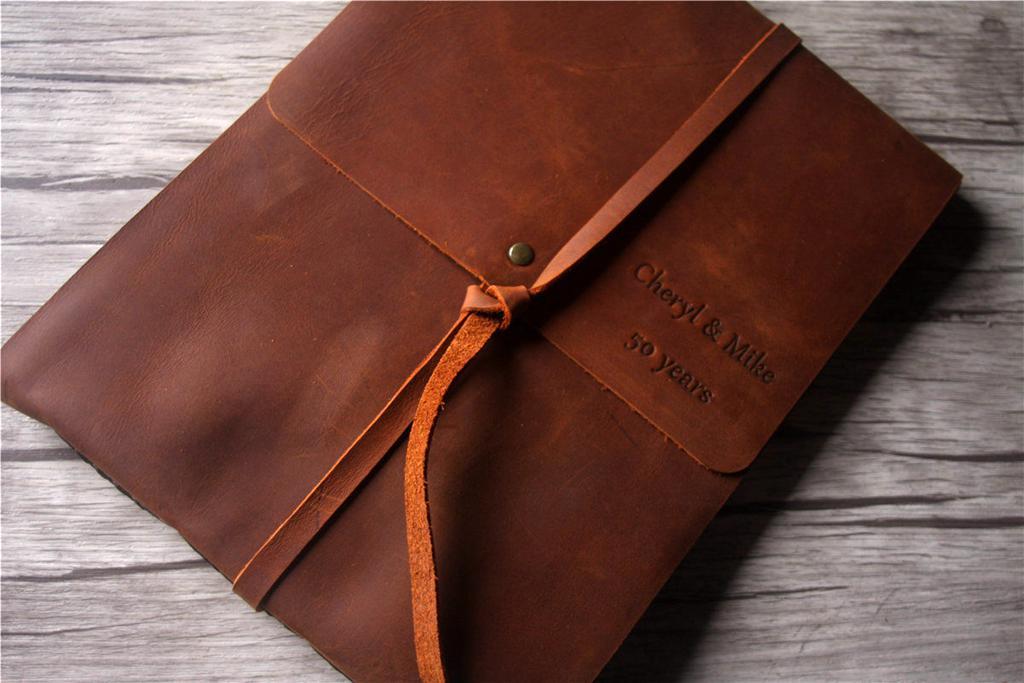 Personalized Leather Family Memory Book Album - Custom Photo Scrapbook for Weddings, Anniversaries & Baby Keepsakes