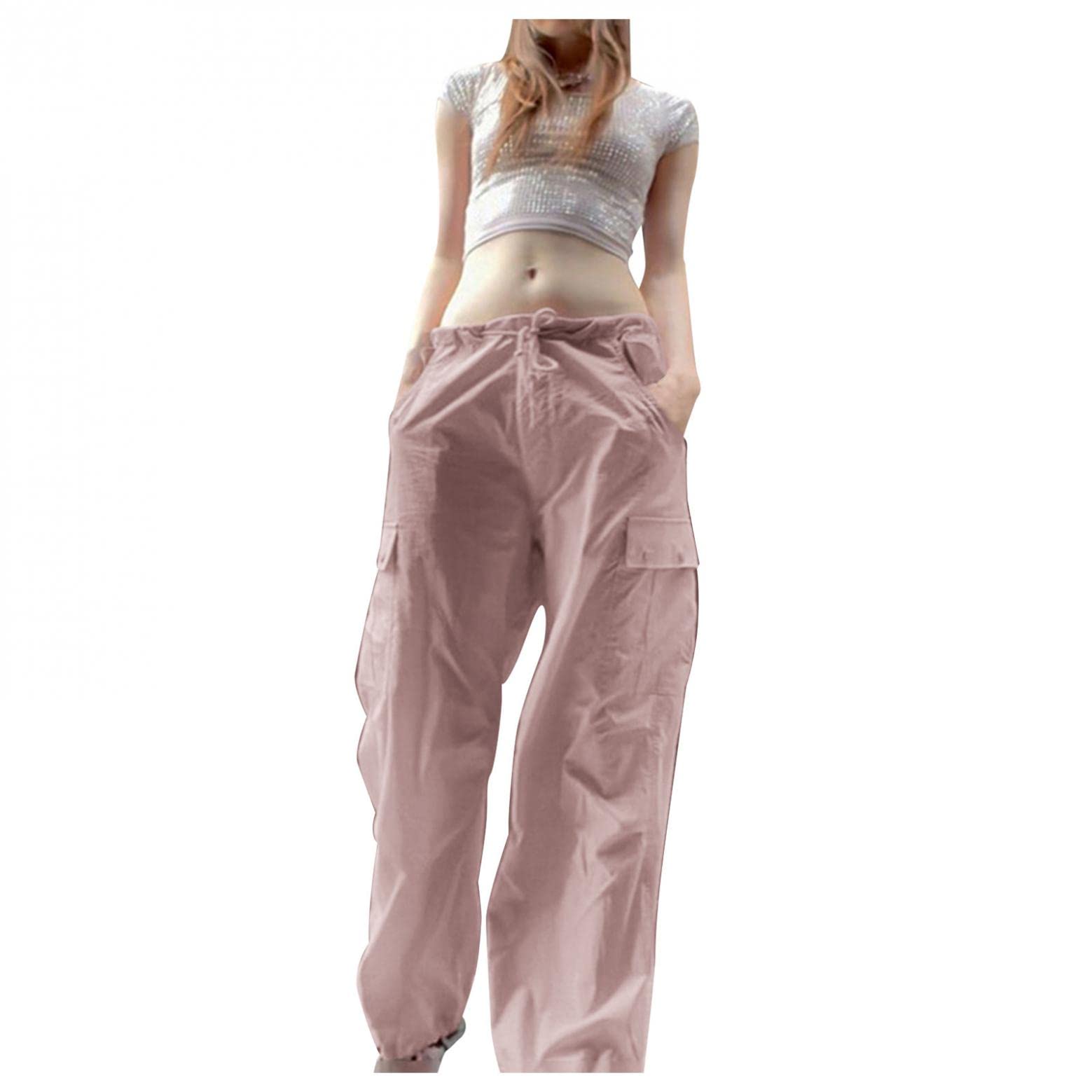 Women's Casual Baggy Cargo Pants - Low Waist Wide Leg Sweatpants, Loose Joggers Trousers for Streetwear & Lounge Wear | Comfortable & Stylish Outfit for Everyday, Workout & Travel