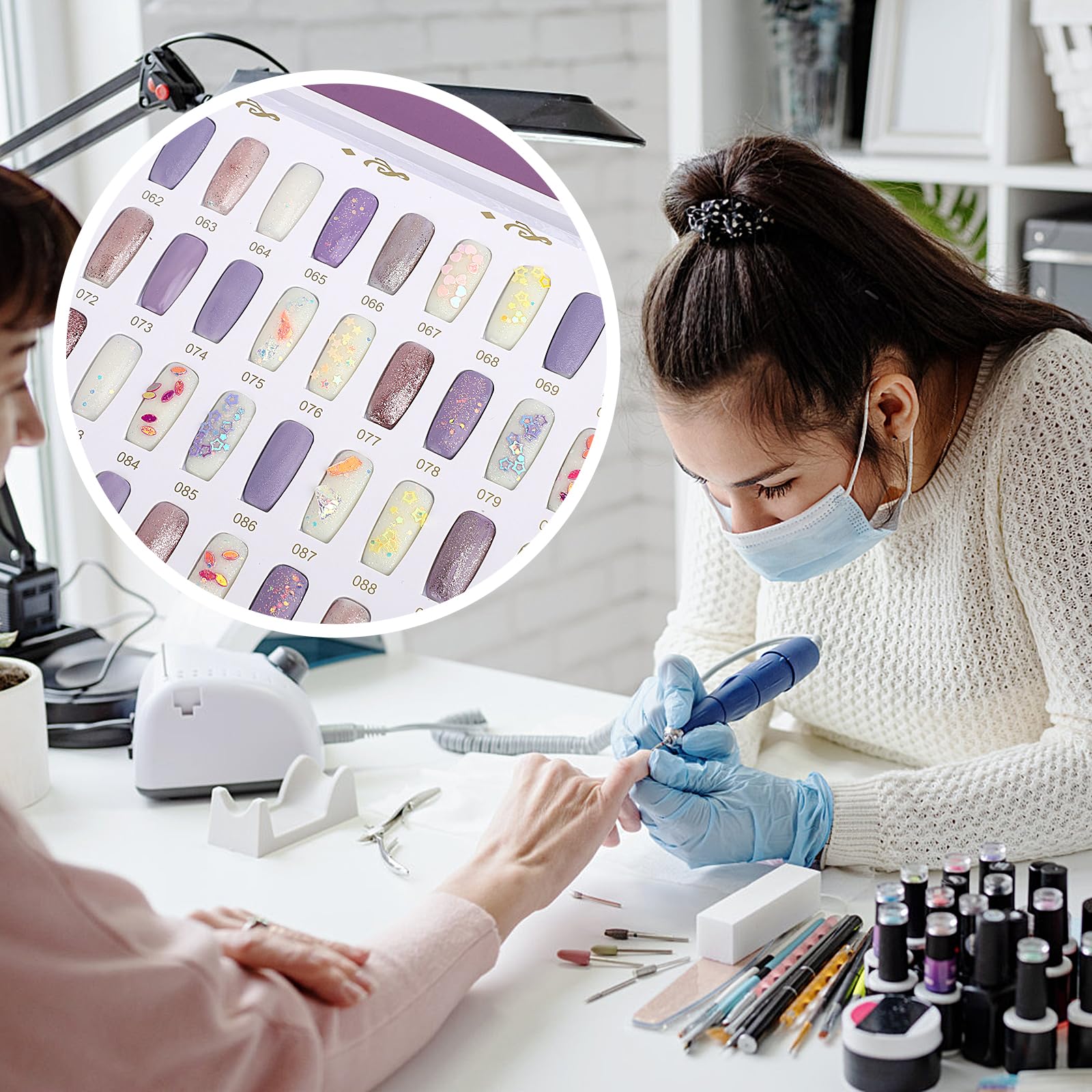 Segbeauty 720pcs Clear False Nail Tips - Flat Square Fake Nail Art Tips for Nail Polish Display & Practice | Professional Nail Color Swatch Organizer for Salons, DIY Manicures & Nail Art Training