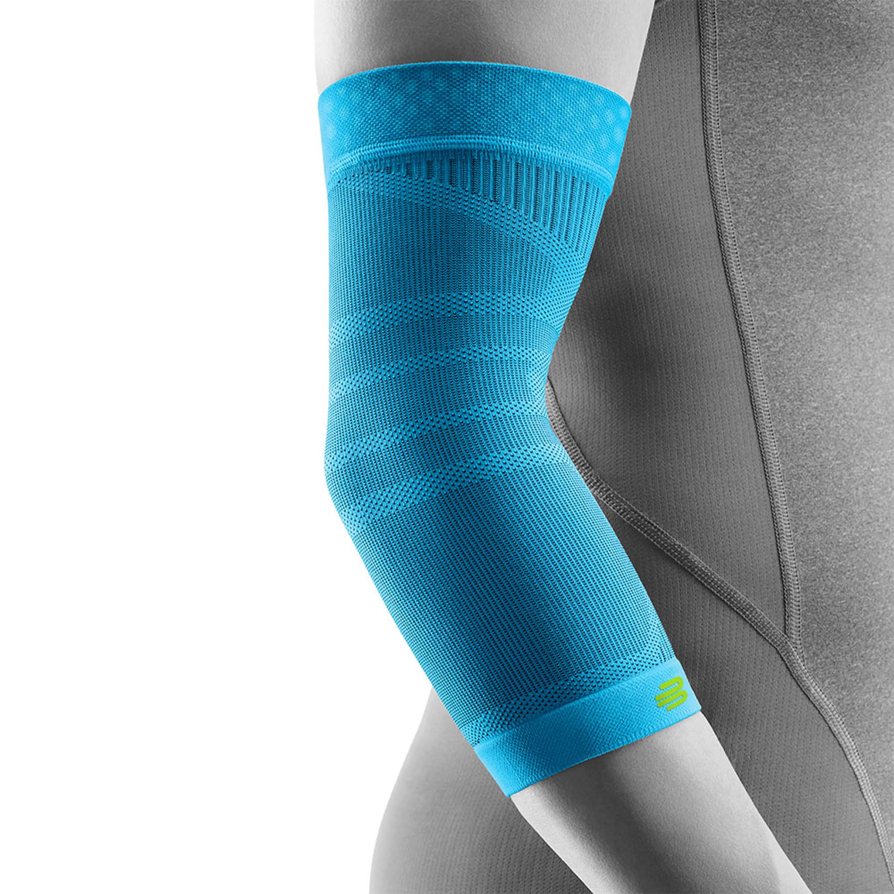 Bauerfeind Sports Compression Elbow Sleeve - Unisex Support for Tennis, Golf, Weightlifting & Impact Sports - Left/Right Arm Fit - Medium Size Rivera Blue - Ideal for Recovery & Joint Pain Relief
