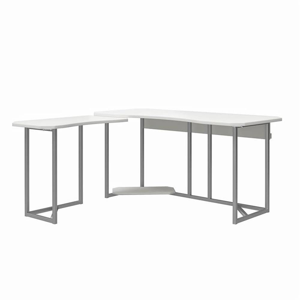 NTENSE Gaming L-Shaped Desk with CPU Stand - White Ergonomic Computer Workstation for Home Office & Gaming Setup