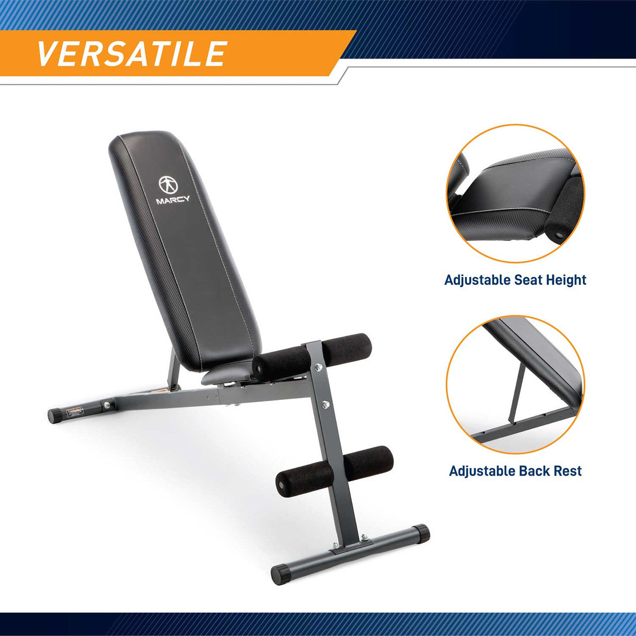 Marcy Utility Bench SB 261W - Adjustable Weight Bench for Home Gym, Strength Training & Full-Body Workouts - Perfect for Dumbbell Exercises, Sit-Ups & Fitness Enthusiasts