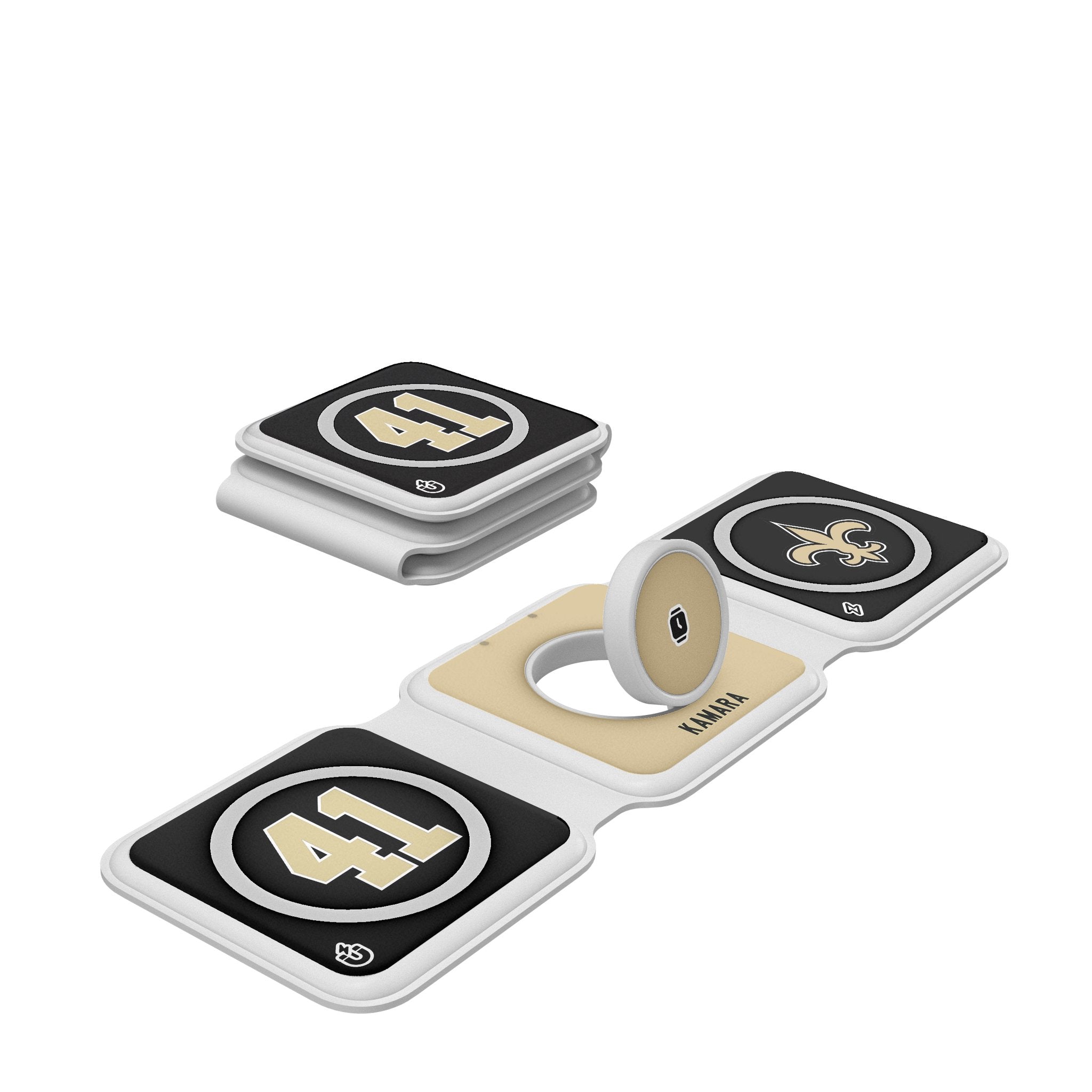 Alvin Kamara New Orleans Saints 41 Ready Foldable 3-in-1 Charger - Portable Phone Charger for iPhone, Android & AirPods - Perfect for Travel, Office & Game Day