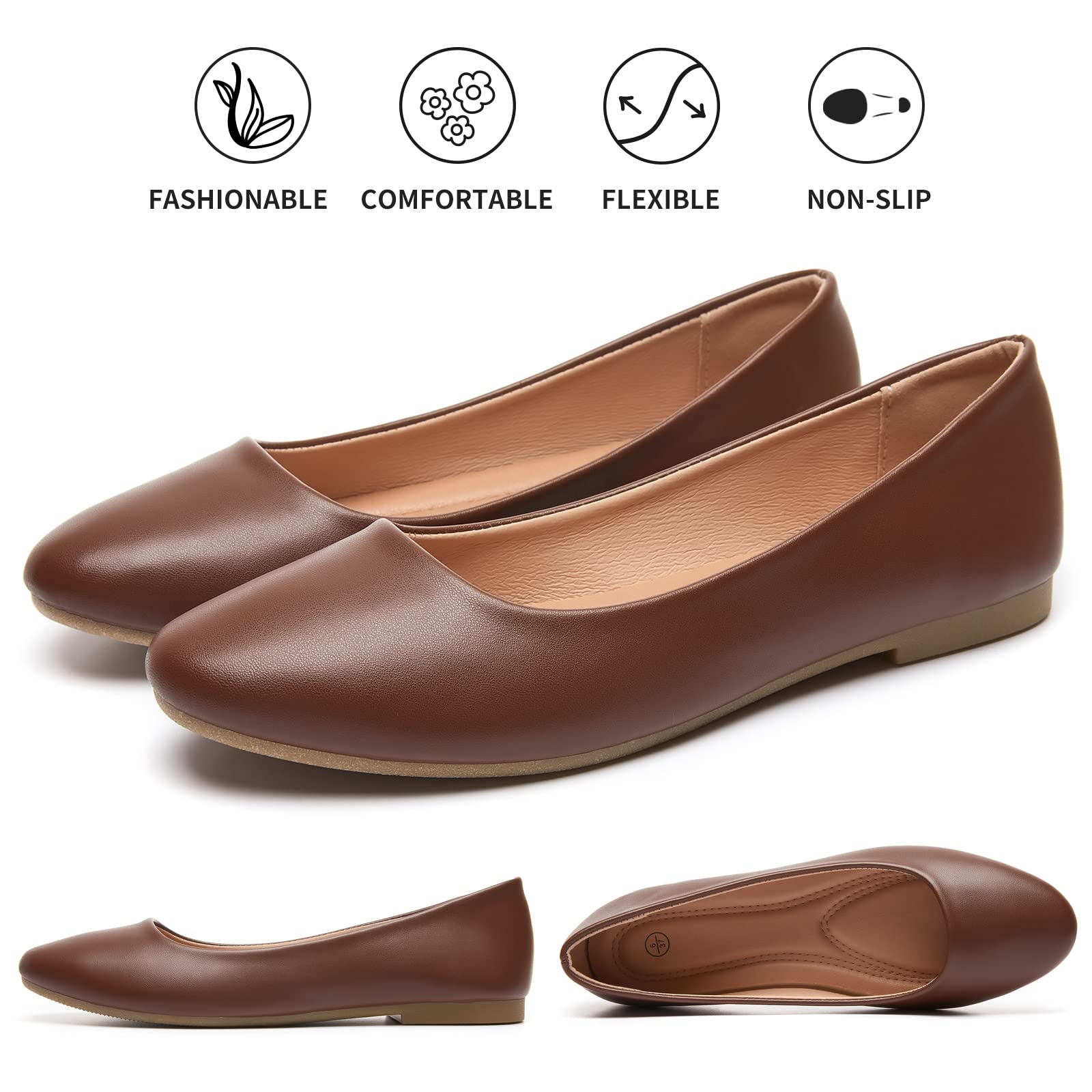 **Hash Bubbie Women's Ballet Flats - Comfortable PU Leather Slip-On Dress Shoes for Women | Perfect for Work, Parties & Casual Wear**