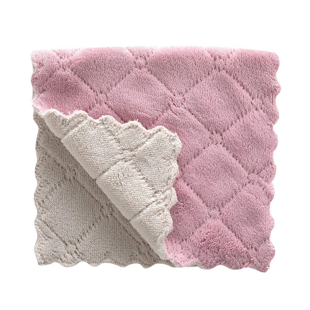 Nonstick Oil Velvet Coral Hanging Hand Dish Towels - Absorbent Kitchen & Bar Cleaning Cloths (Yellow, Purple) - Perfect for Washing Dishes, Drying Hands & Cleaning Countertops
