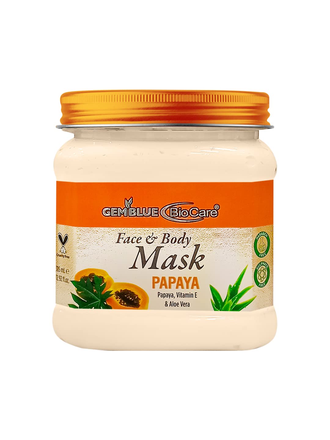 Gemblue Biocare Papaya Face Mask - Brightening & Oil Control for Acne, Blemishes & Pigmentation - 385ml (12.92 fl oz) - Perfect for Daily Skincare Routine & Post-Sun Tan Recovery
