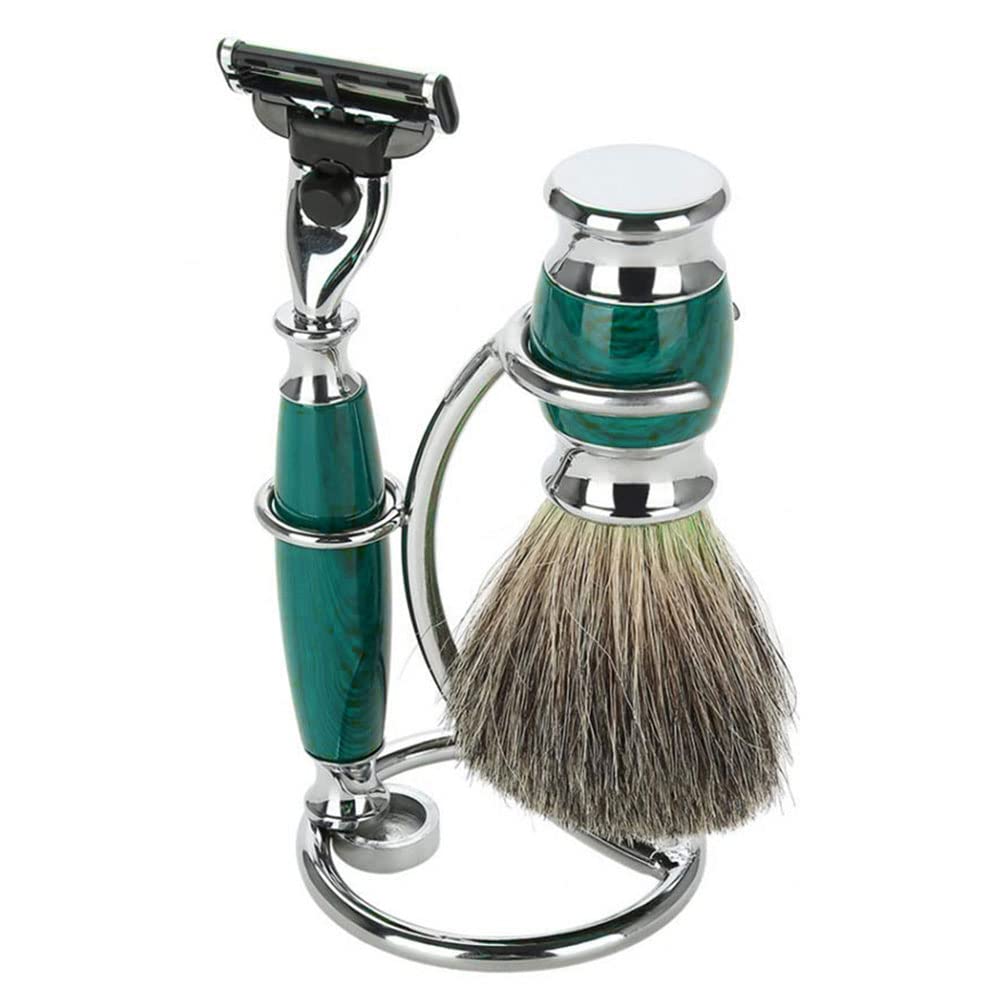 Zinc Alloy Shaving Stand - Safety Razor & Brush Holder for Bathroom Storage (Silver)