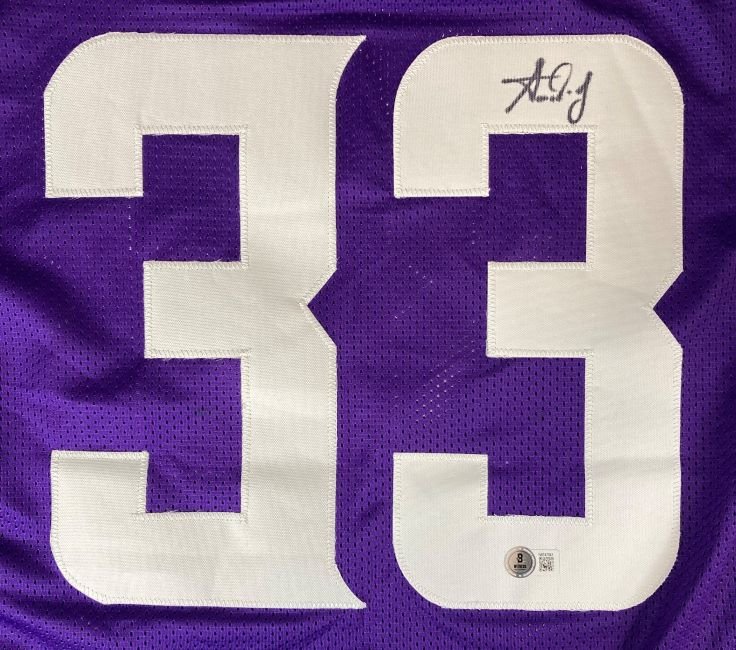 Aaron Jones Minnesota Vikings Signed Purple Football Jersey - Authentic Autographed Memorabilia for NFL Fans & Collectors - Perfect for Game Day, Display, and Gifting