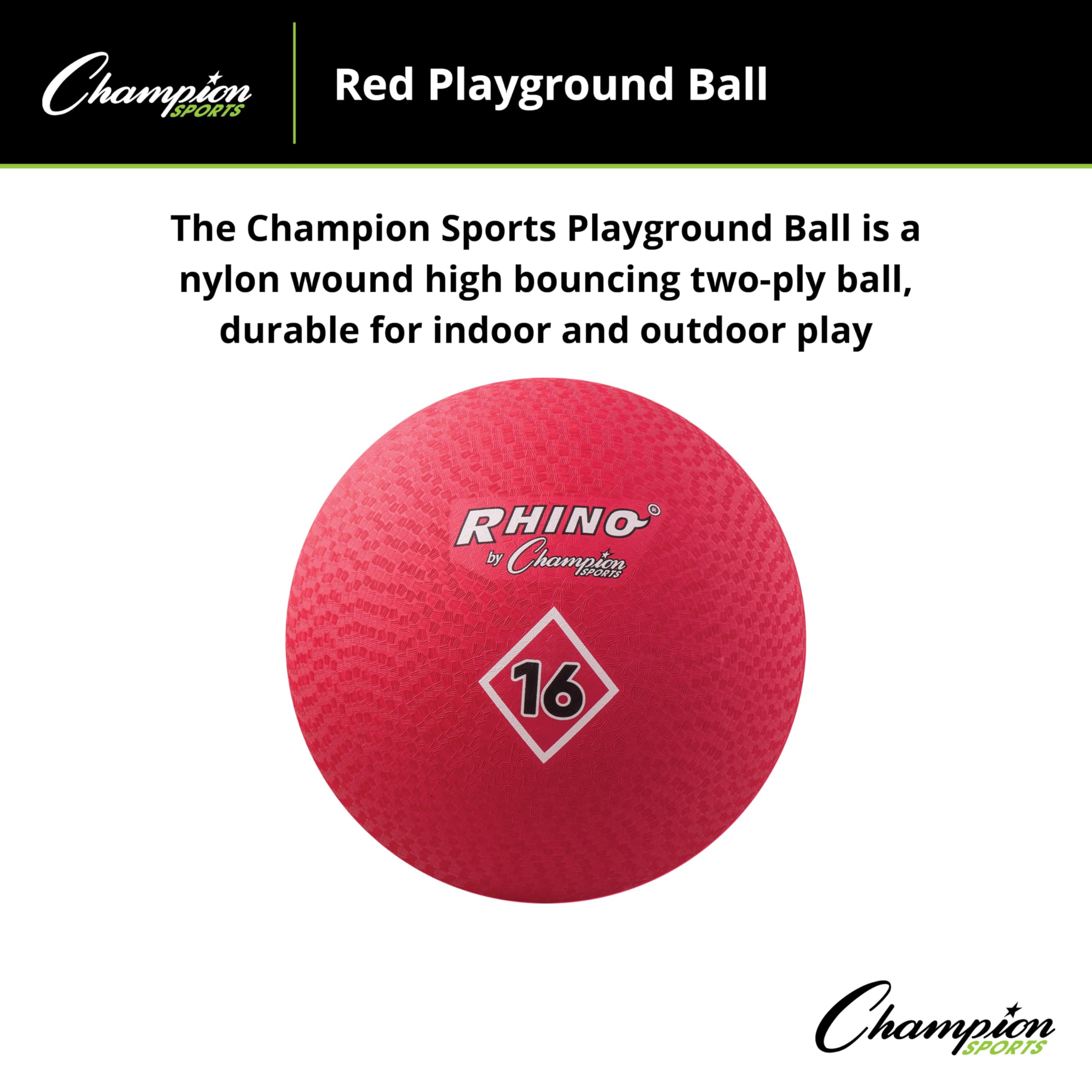 Champion Sports Playground Ball - Durable Rubber Kickball for Kids & Adults - Perfect for School PE, Recess, Backyard Games & Team Sports Activities