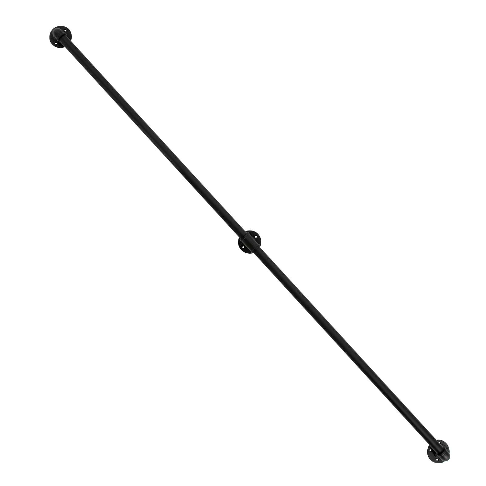 7FT Industrial Iron Stair Handrail - Heavy Duty Pipe Staircase Safety Rail with Wall Mount for Indoor & Outdoor Use | Perfect for Home, Office, Warehouse & Public Spaces
