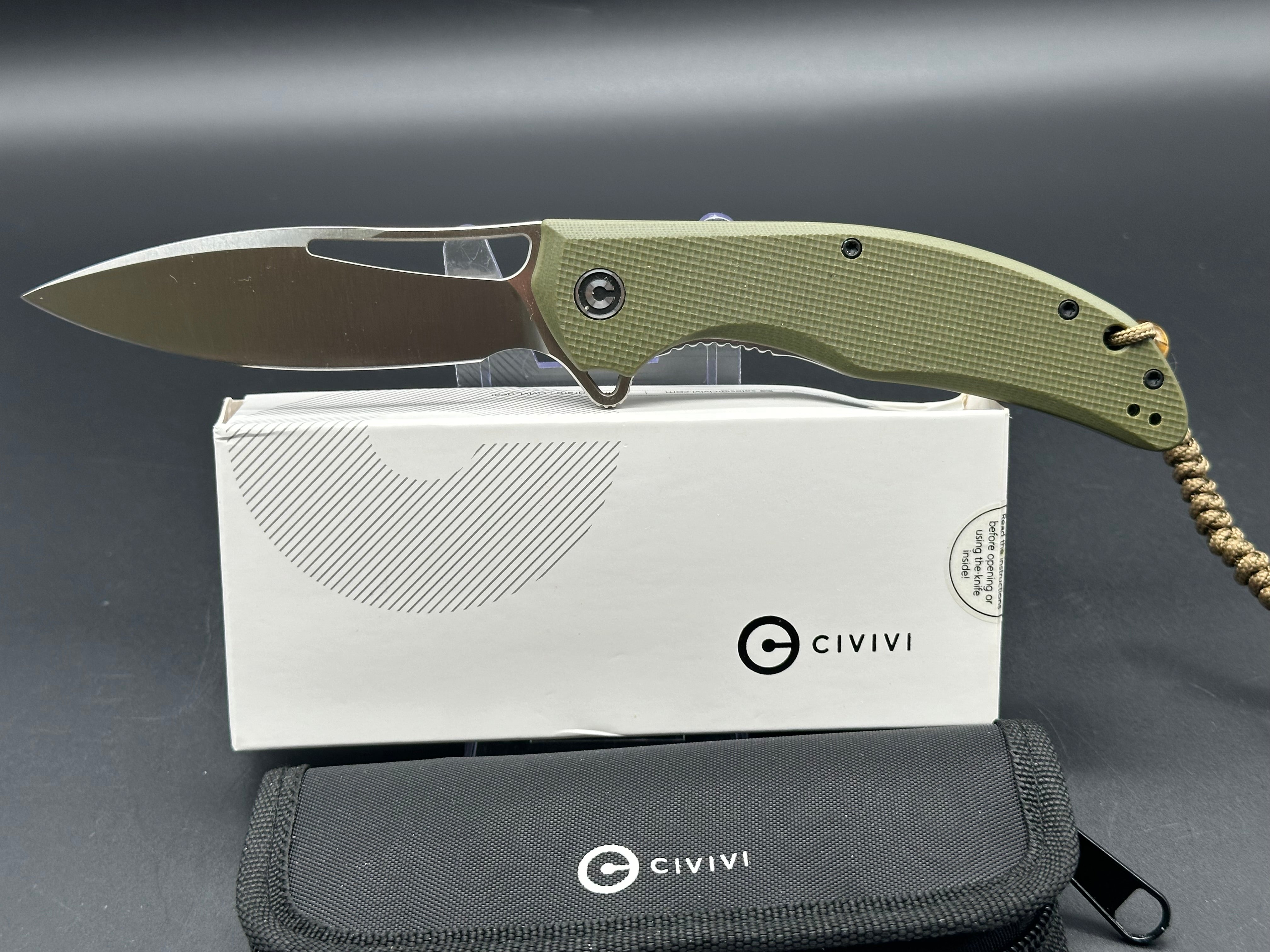Civivi Vexer Folding Knife - OD Green D2 Steel Blade with Lanyard - EDC Pocket Knife for Camping, Hiking & Outdoor Adventures