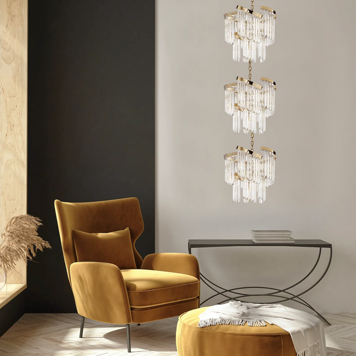 Losero Flow Crystal Chandelier - Elegant Modern Ceiling Light Fixture for Dining Room, Living Room & Bedroom Decor