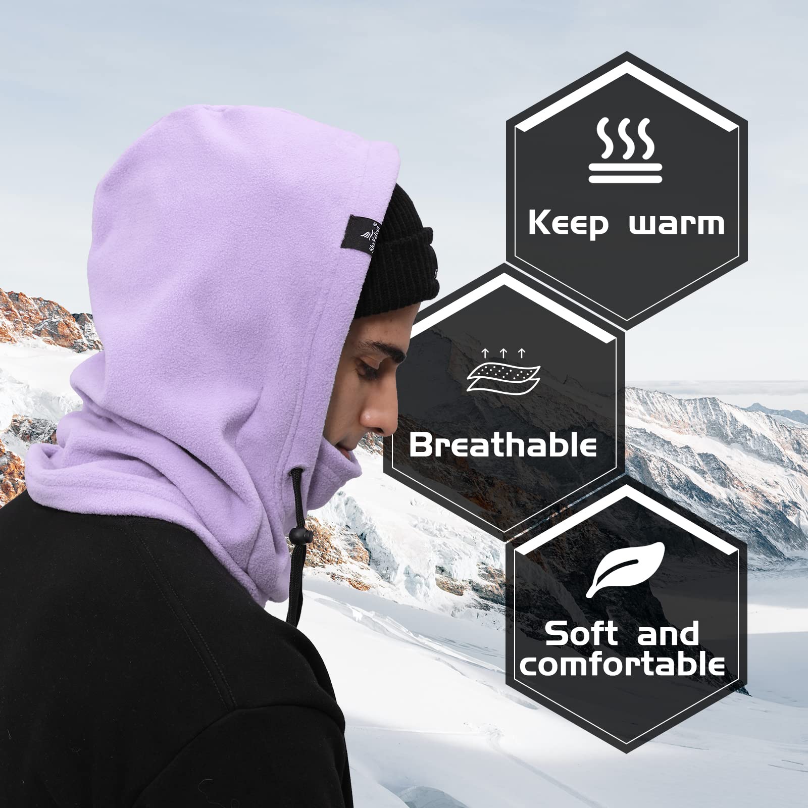 Shy Velvet Cold Weather Fleece Balaclava Ski Mask - Windproof Winter Face Cover for Men & Women - Perfect for Skiing, Snowboarding, Motorcycling & Outdoor Activities