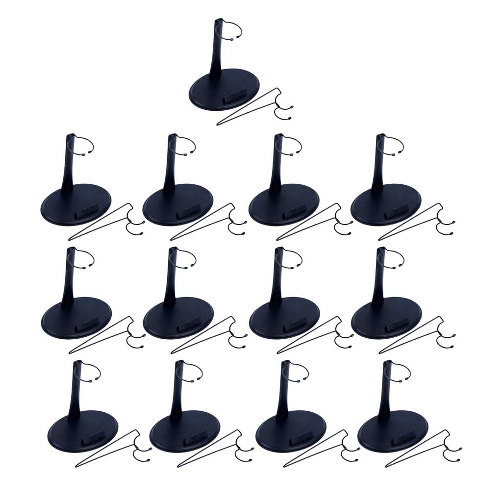 13 PCS 12 Inch Plastic Doll Stands - 1/6 Scale U & Ring Shape Action Figure Display Base for Collectible Figures (Black) - Perfect for Toy Photography, Figure Storage & Collection Showcase