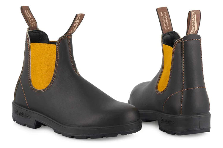 Blundstone 1919 Original Chelsea Boots - Brown/Mustard Leather Ankle Boots for Men & Women | Comfortable Slip-On Work Boots for Outdoor, Hiking & Casual Wear