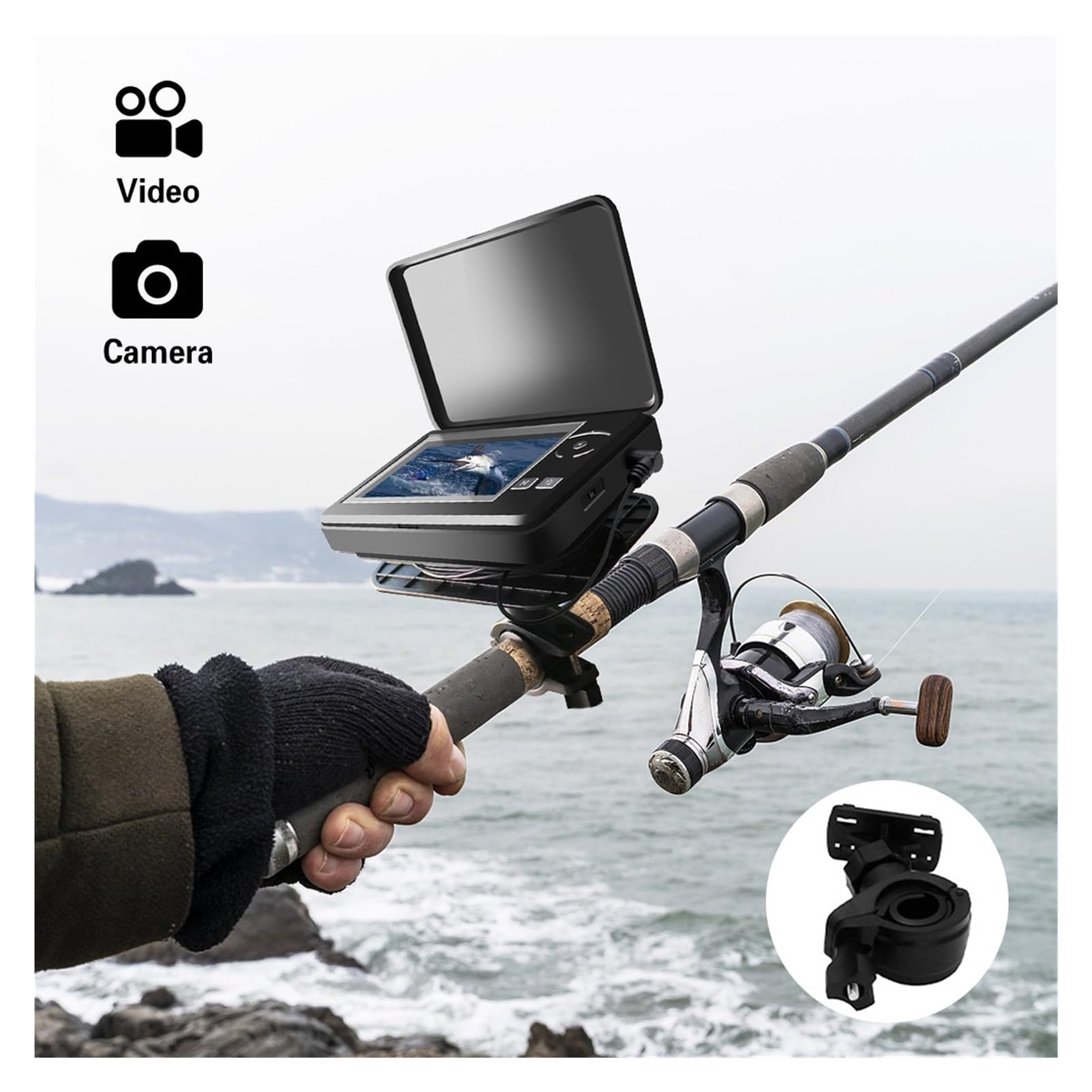 **4.3 Inch LCD Underwater Fishing Camera - Portable Waterproof Fish Finder with DVR for Ice, Lake, Sea & Kayak Fishing - Perfect for Boat, Kayak & Ice Fishing Adventures**