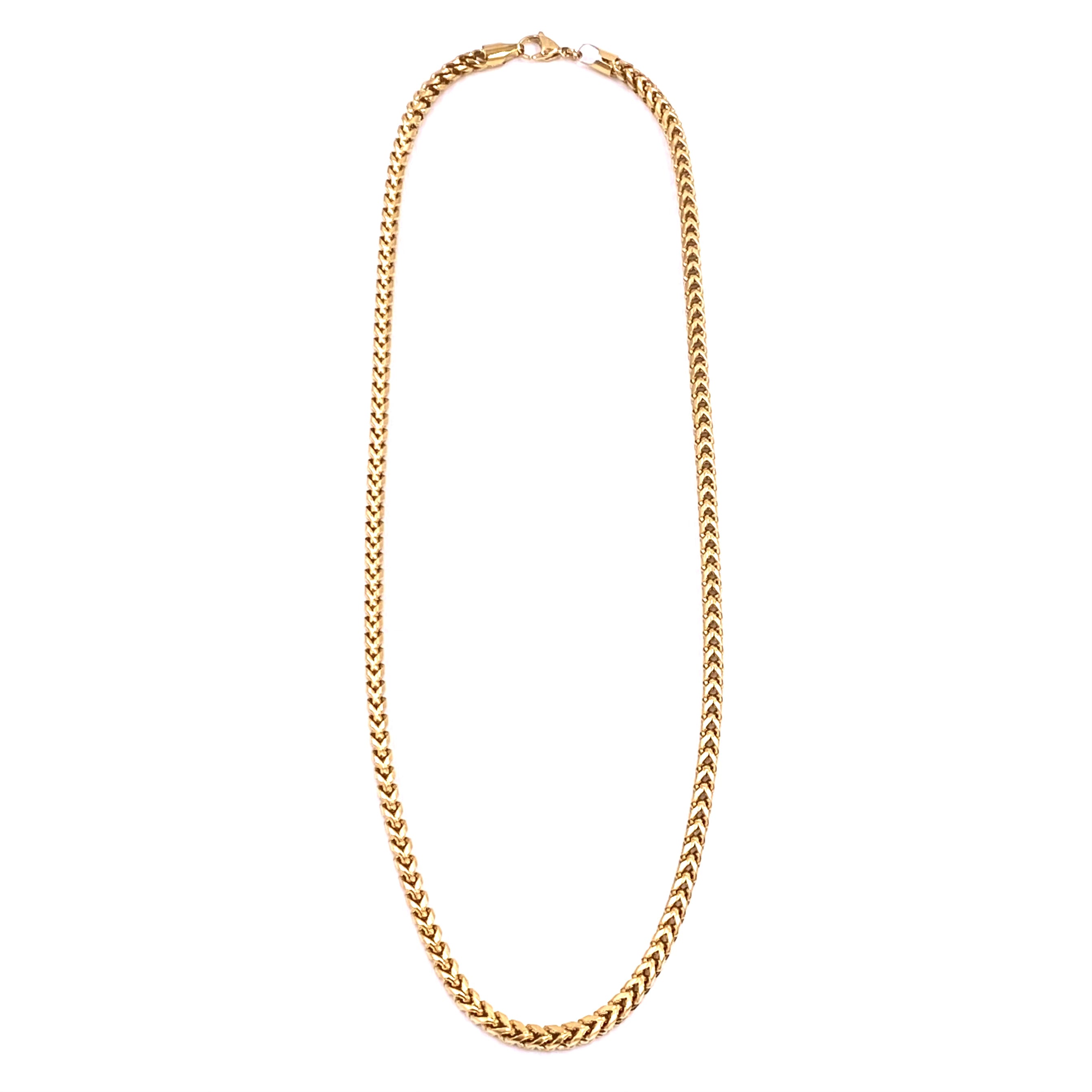 Premium Ashley Gold Stainless Steel Wheat Chain Necklace for Men - 18K Gold Plated Durable Jewelry Gift for Everyday Wear & Special Occasions