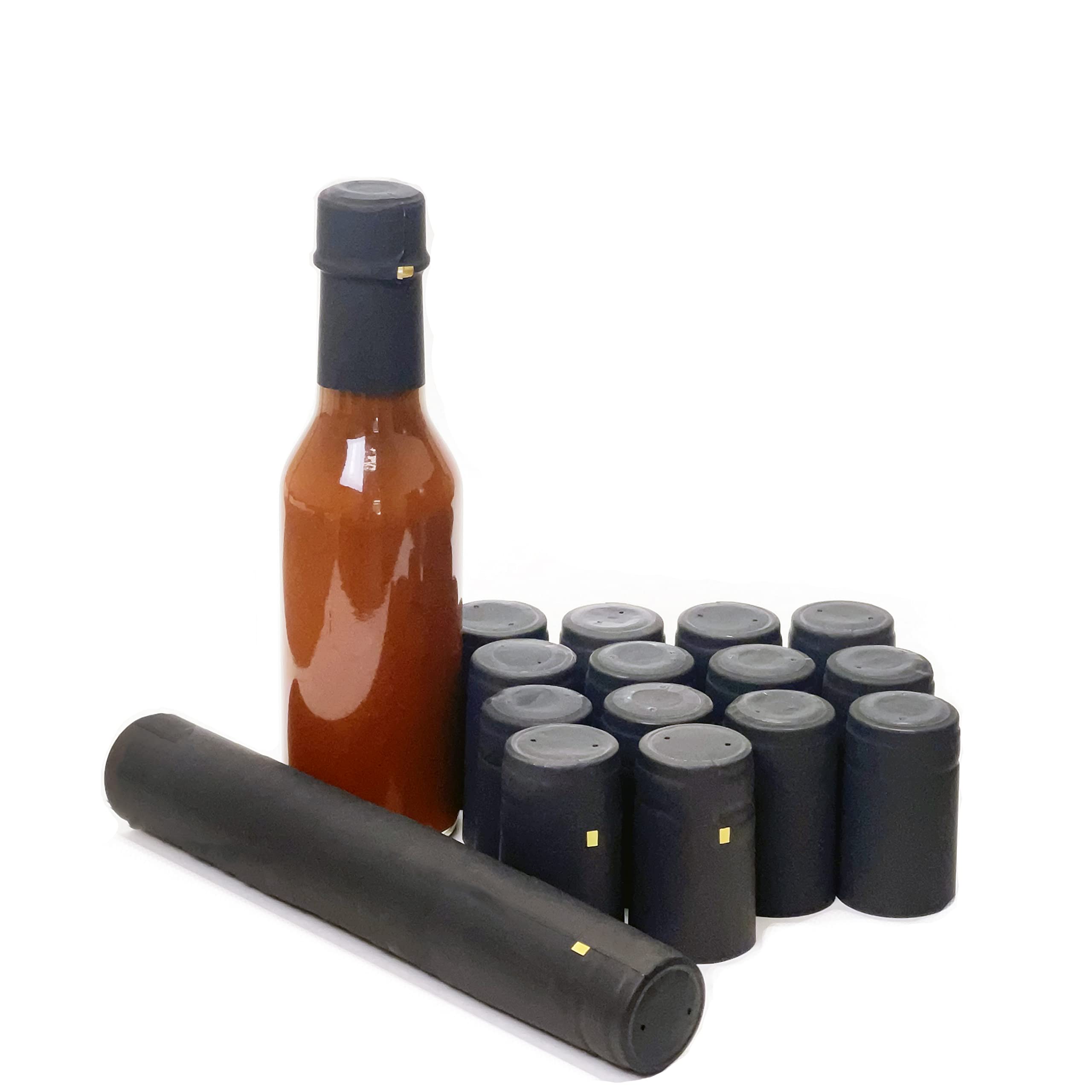 Hot Sauce Bottles 5 Oz, 24 Pack with 30 Black Shrink Capsules – Premium Glass Containers for Homemade Hot Sauce, BBQ Sauce & Salad Dressing – Ideal for Restaurants, Catering & Home Kitchens