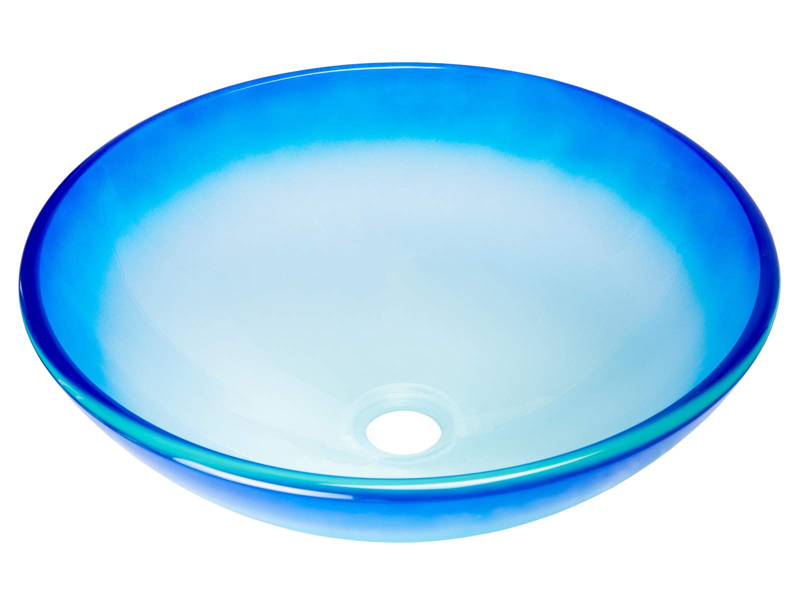 Frosted Blue Round Glass Vessel Bathroom Sink - Modern Above Counter Basin for Vanity, Powder Room, and Luxury Home Decor