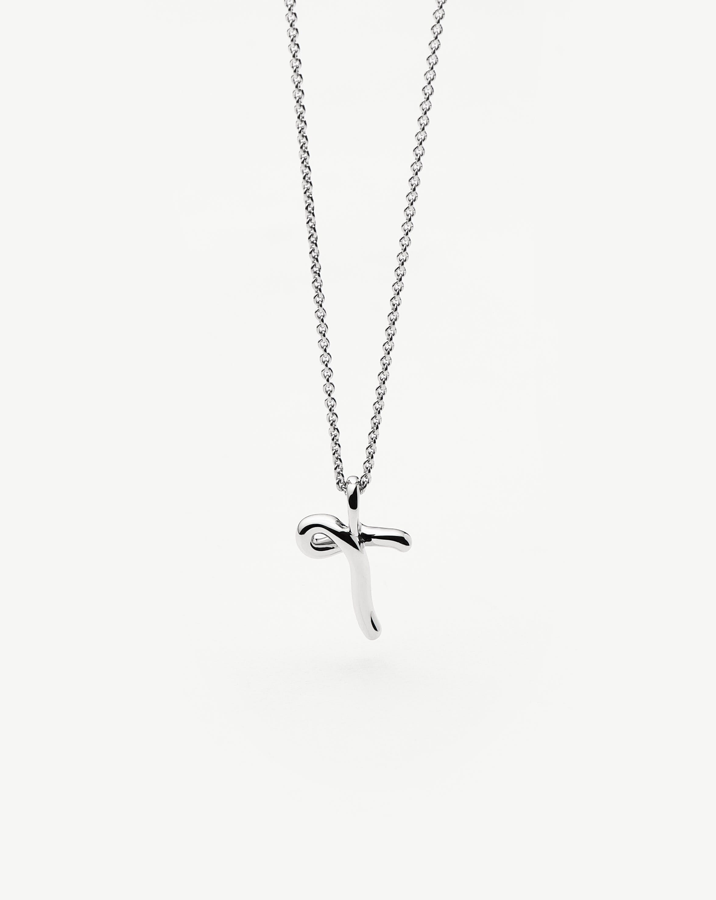 Curly Molten Mini Initial Necklace - Sterling Silver Personalized Jewelry | Perfect Gift for Women, Birthday, Anniversary & Everyday Wear