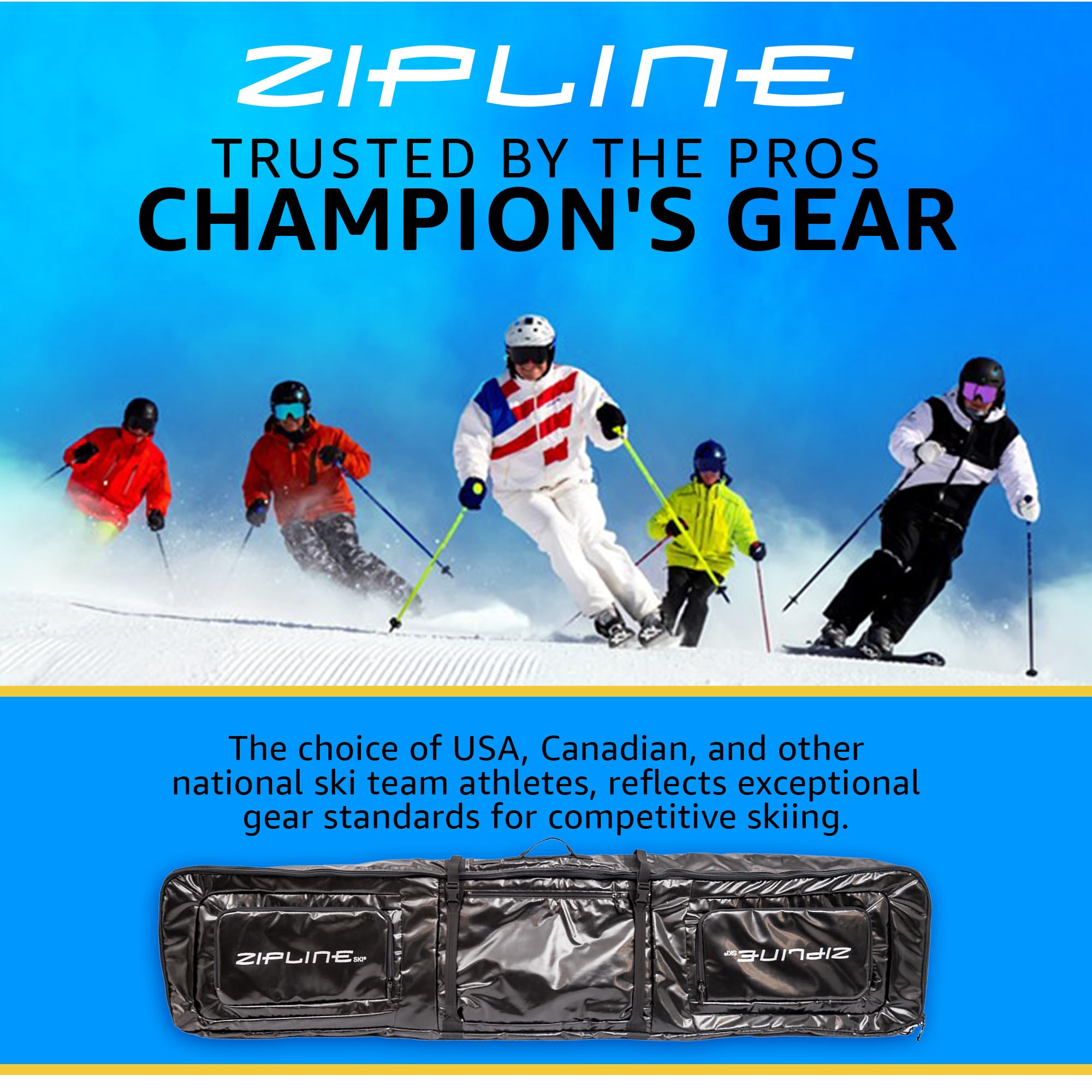 **Double Ski Bag with Wheels - 180/200cm Waterproof Ski & Snowboard Travel Bag for Gear Storage - Durable & Lightweight for Air Travel - Perfect for Ski Trips & Winter Vacations - 3-Year Warranty**