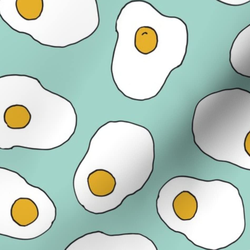 Eggs & Bacon Print Minky Fabric Fat Quarter - Soft Plush Fabric for Sewing Baby Blankets, Quilts & Backing - Breakfast Food Themed Fabric by Spoonflower - Perfect for DIY Projects, Nursery Decor & Cozy Home Textiles