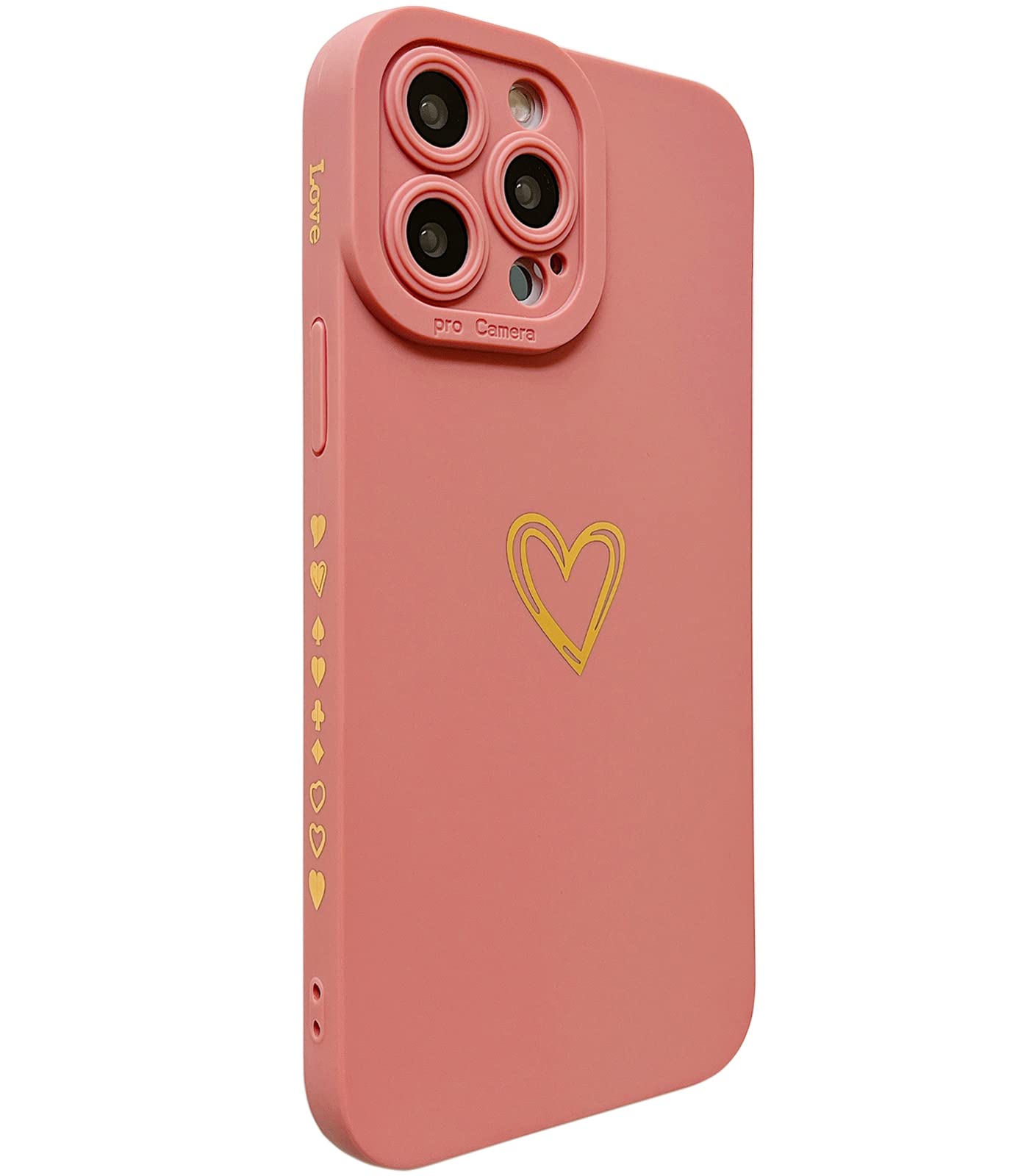 Qokey Cute Heart Plated iPhone 12 Pro Max Case 6.7