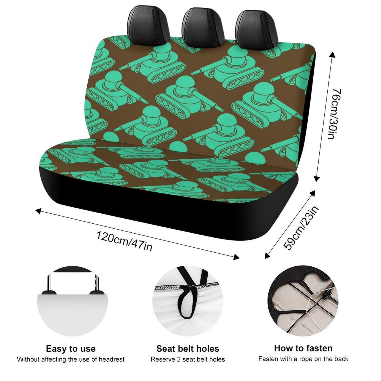 Universal Army Tanks Print Car Seat Covers - Waterproof Back Seat Protector 120x59x76cm for SUV, Sedan & Truck - Perfect for Military Enthusiasts & Outdoor Adventures