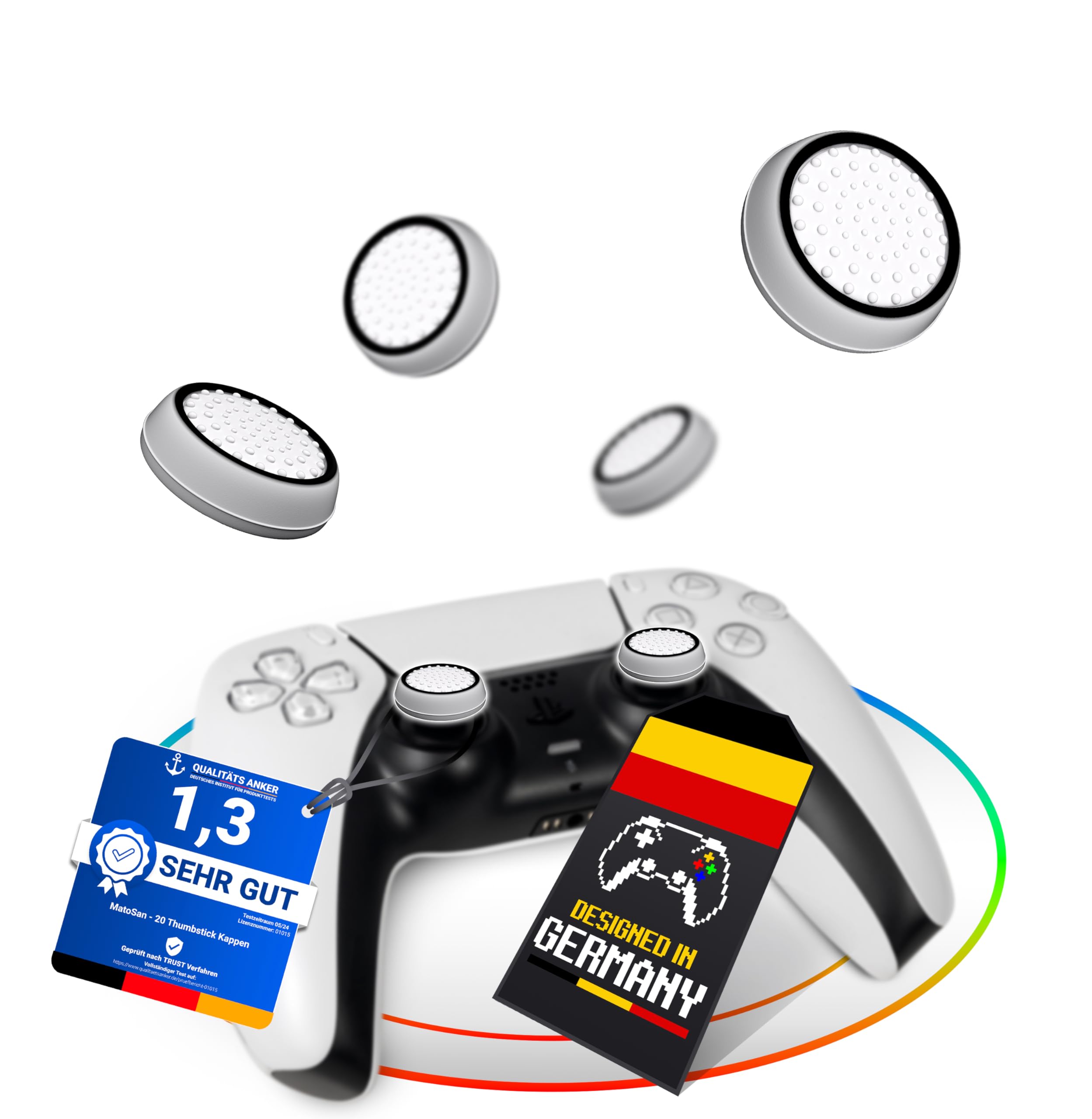 MatoSan® SpaceSan PS5 Controller Grip Caps - Aim Assist Grip for PS5, Xbox One, Series X/S, Switch Pro & PS4 - Joystick Protection & Thumbstick Attachments - Perfect for FPS Gaming & Long Play Sessions
